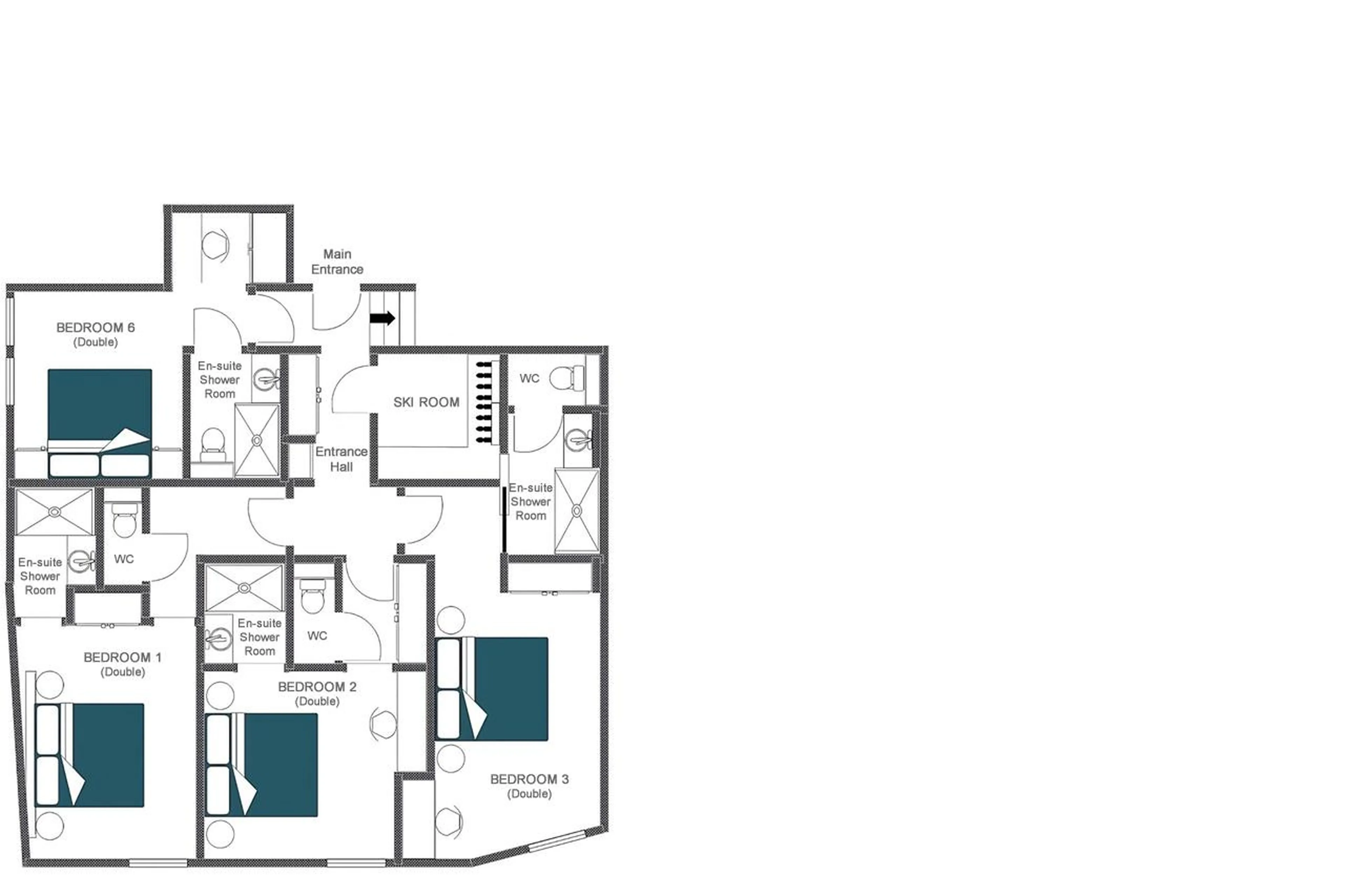 Lower level floor plan of Arolay Apartment 2 in Val d'Isere