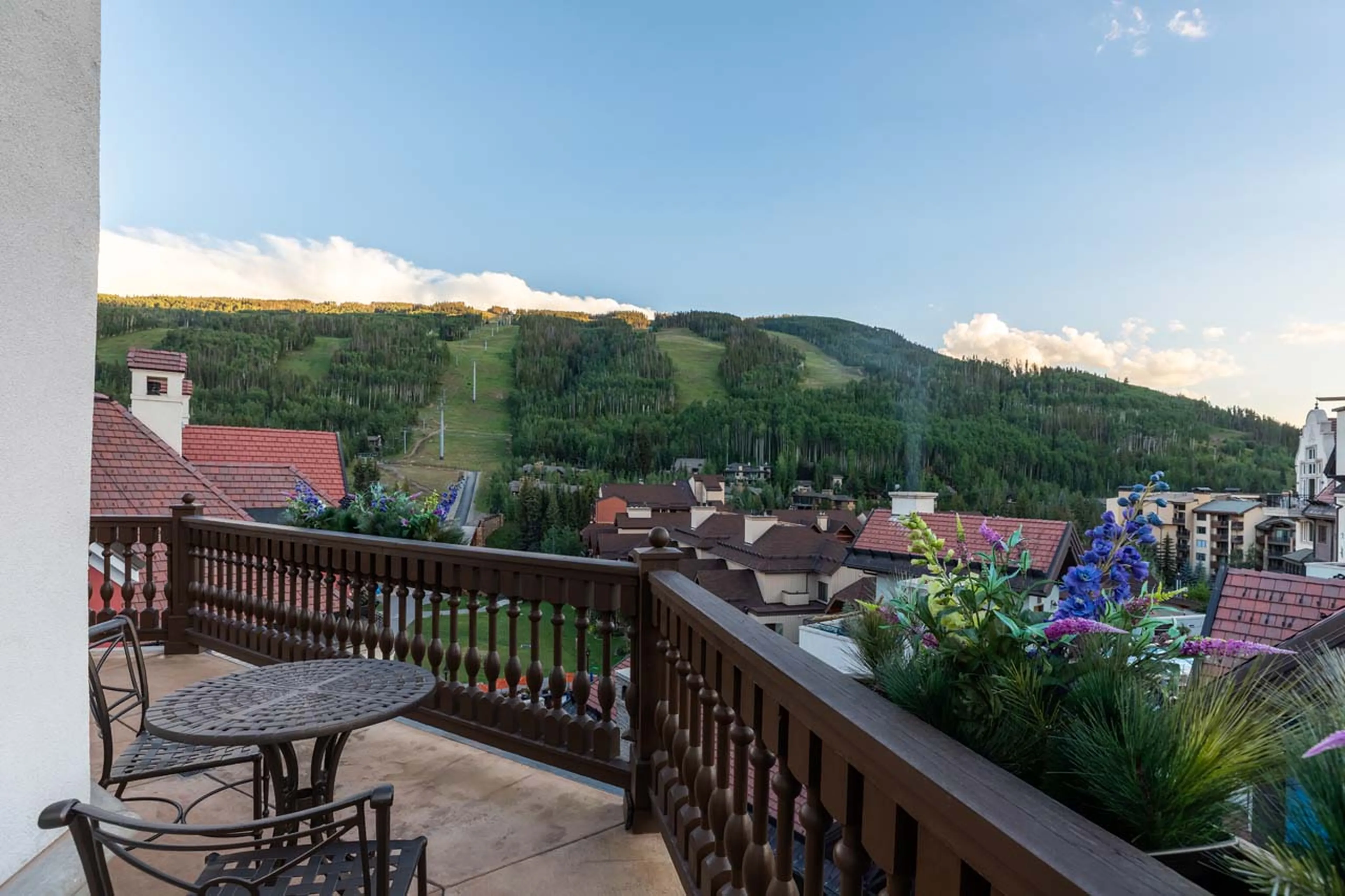 Views from the terrace in the summer at Arrabelle Chalet in Vail