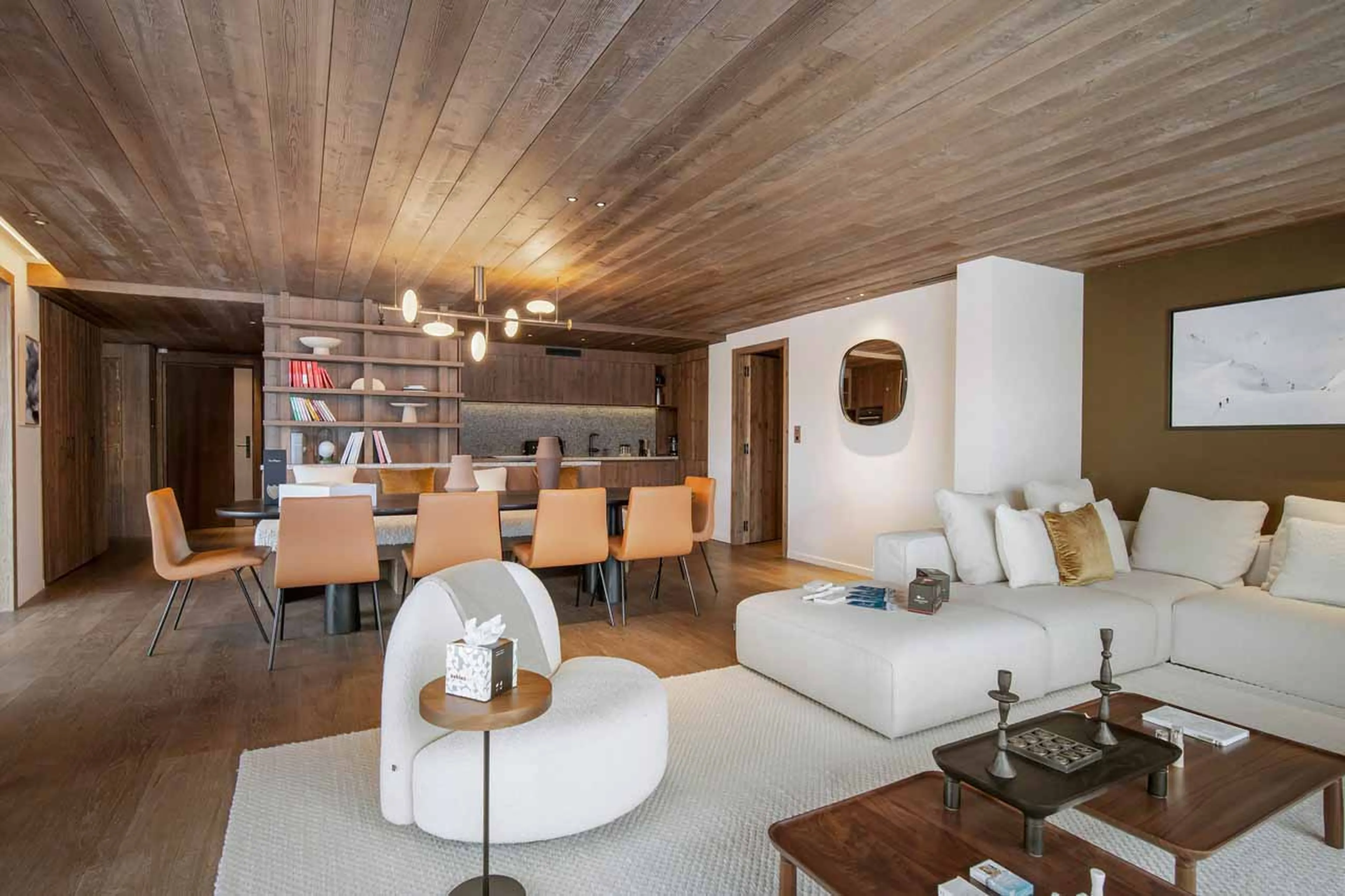 Dining area with table and chairs in Atmosphere Apartment 101, Courchevel 1850