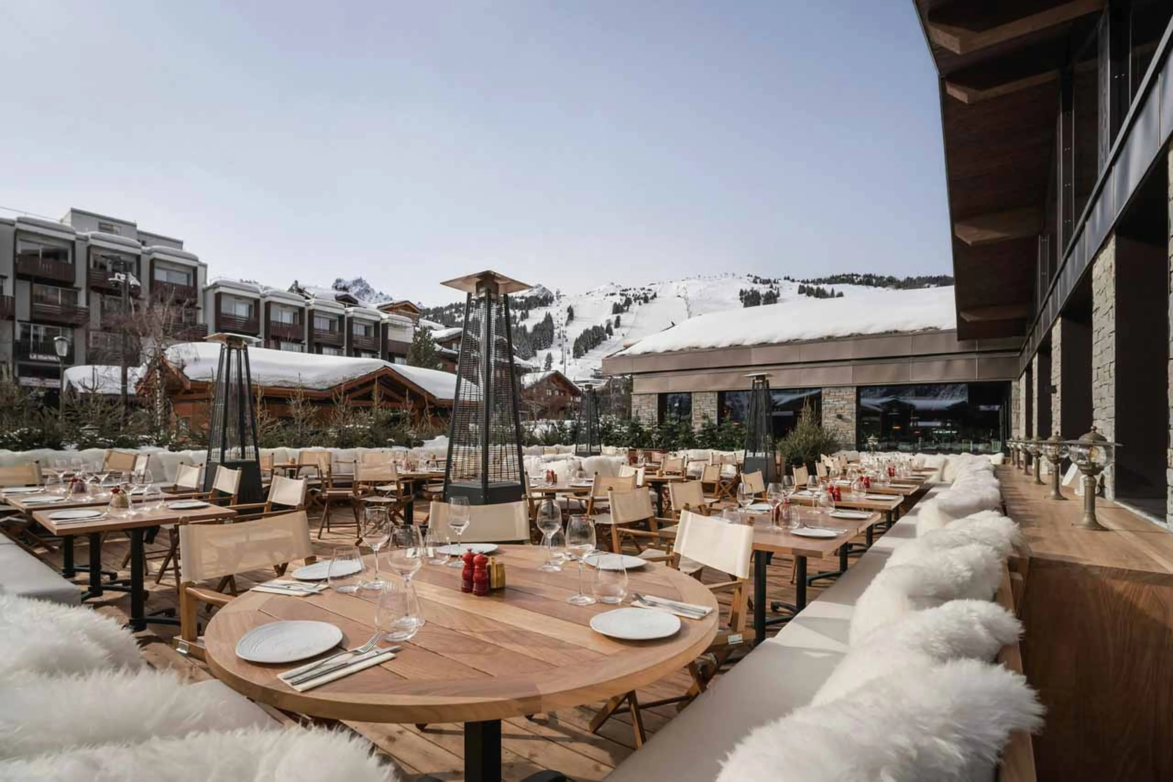 Restaurant terrace at Atmosphere Apartment 401, Courchevel 1850
