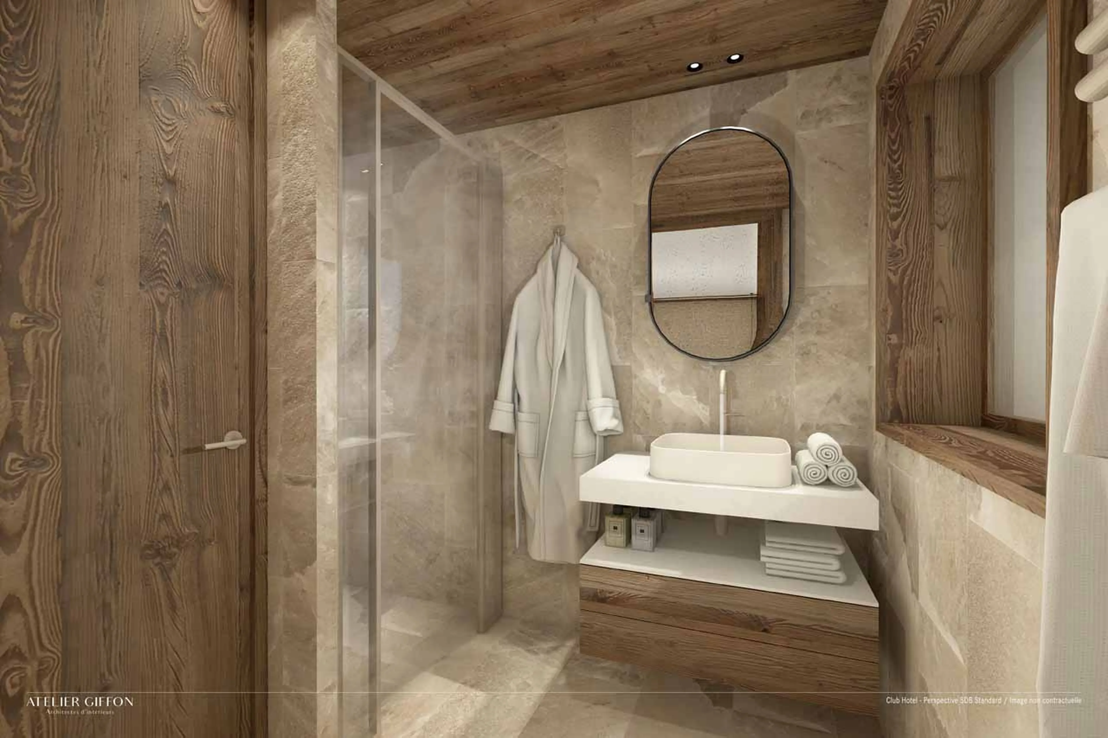 En-suite shower room in Atmosphere Apartment 902, Courchevel 1850