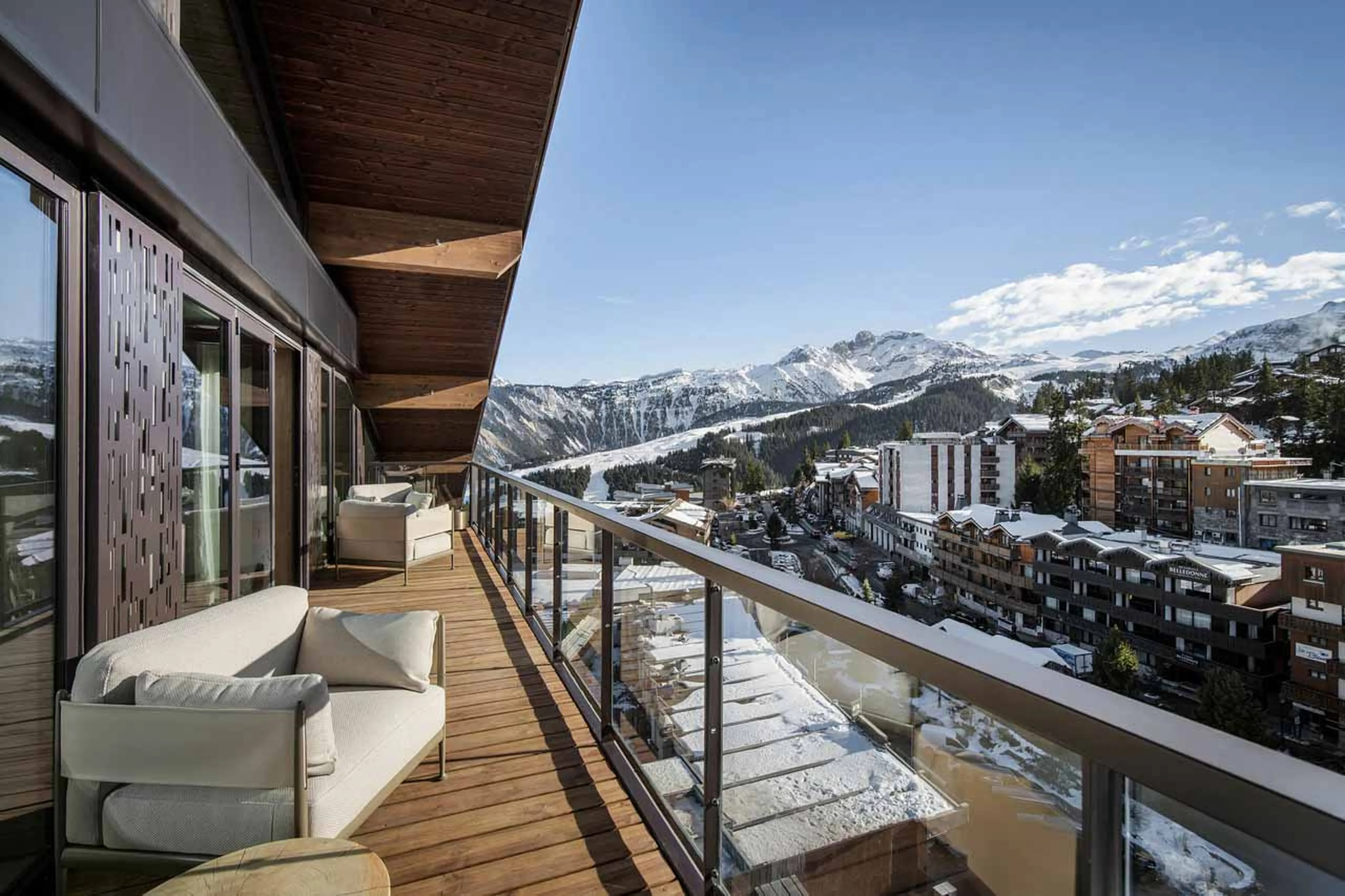 Resort views from the balcony of Atmosphere Penthouse in Courchevel 1850