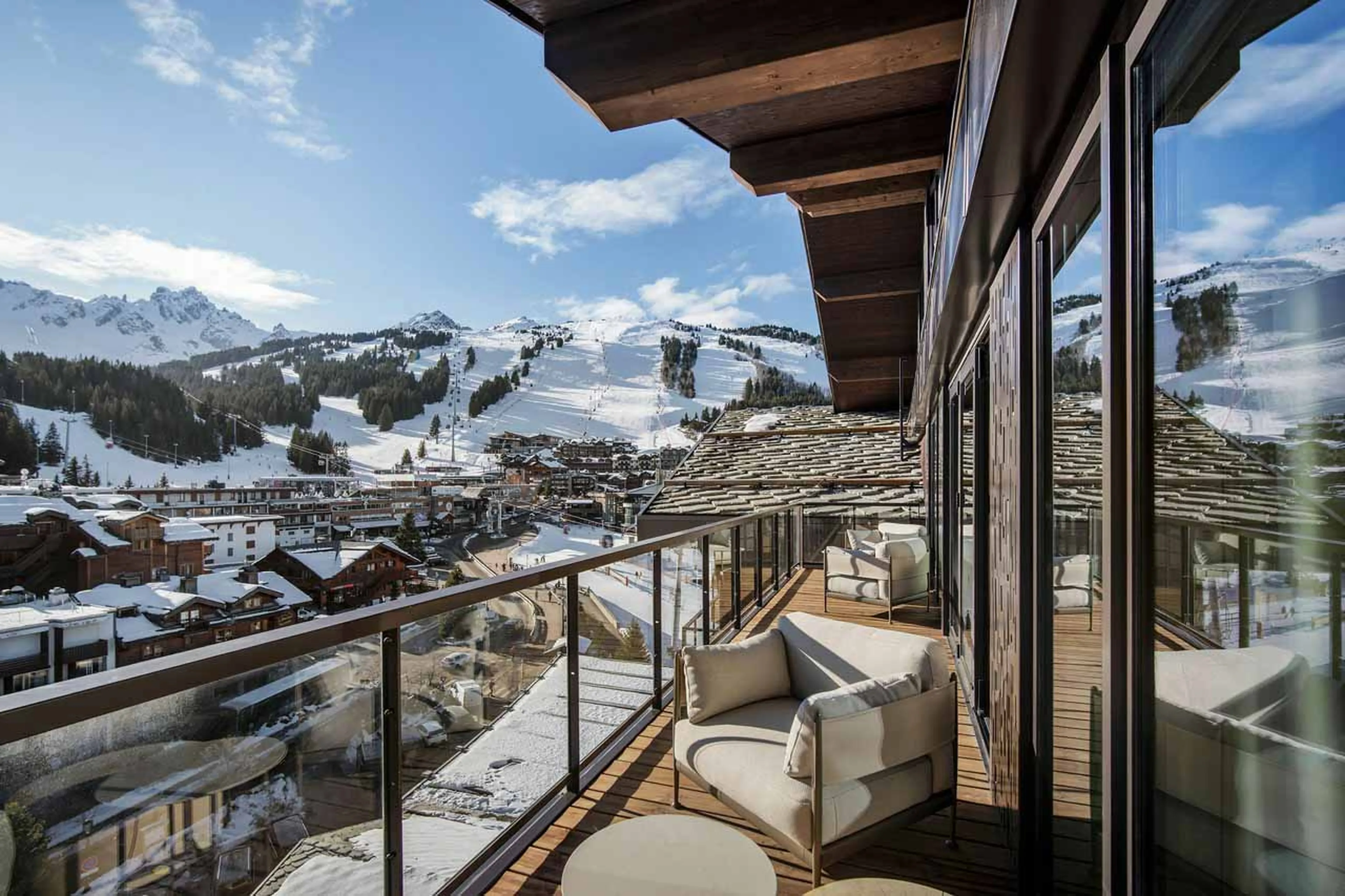 Mountain views from balcony of Atmosphere Penthouse in Courchevel 1850