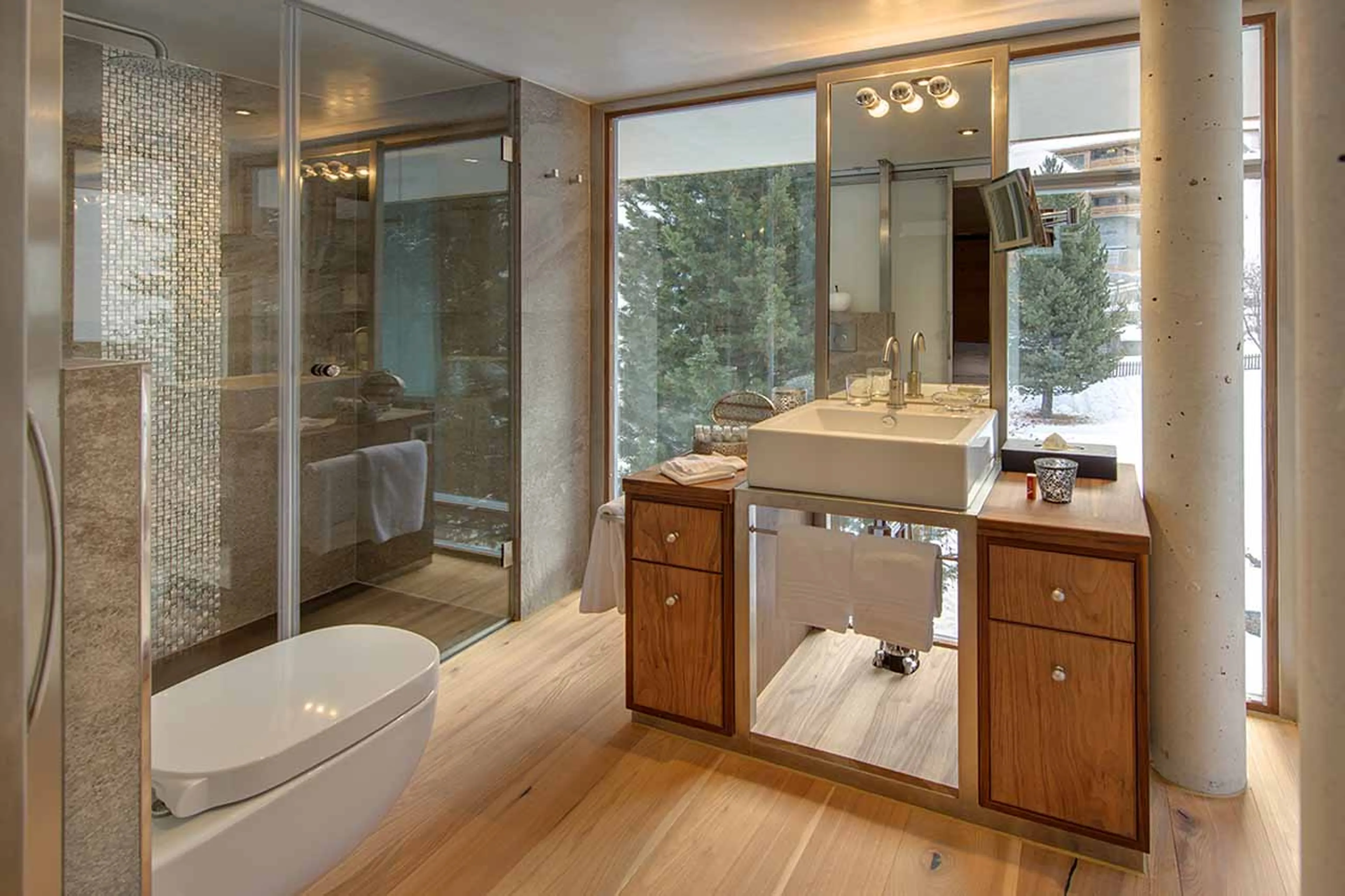 Private bathroom at Backstage Chalet in Zermatt