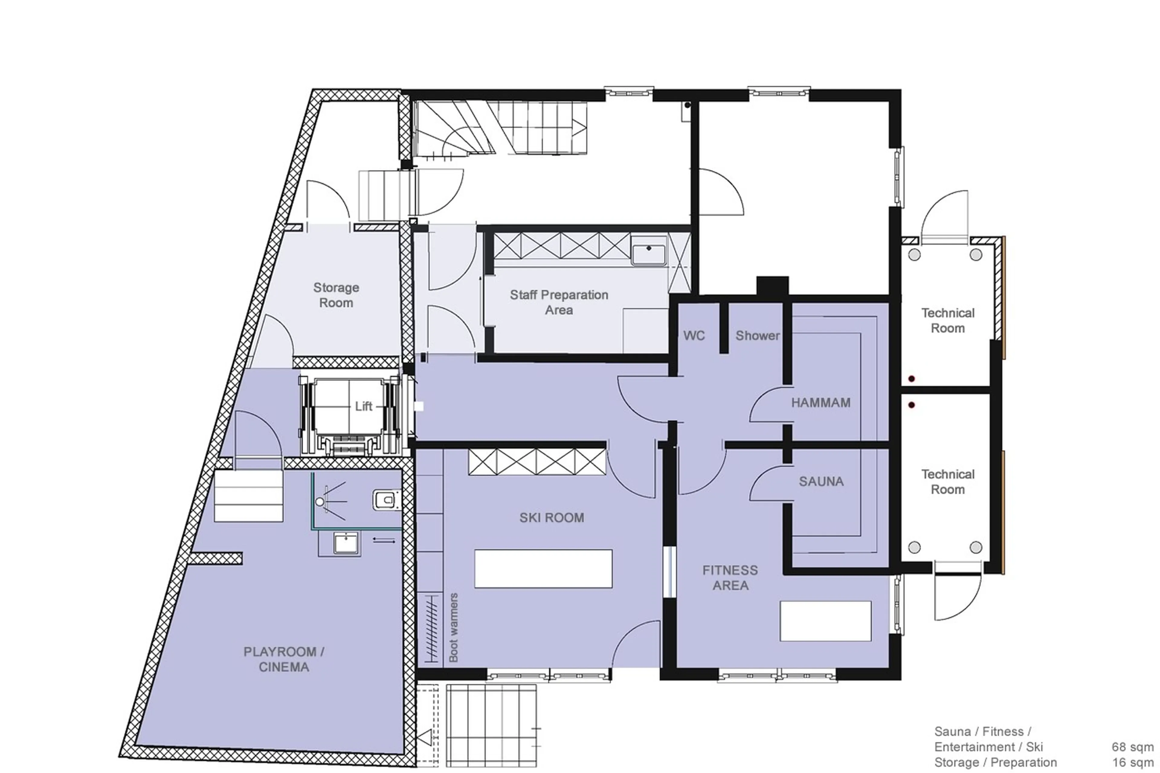 Level -1 floor plan of Backstage Chalet in Zermatt