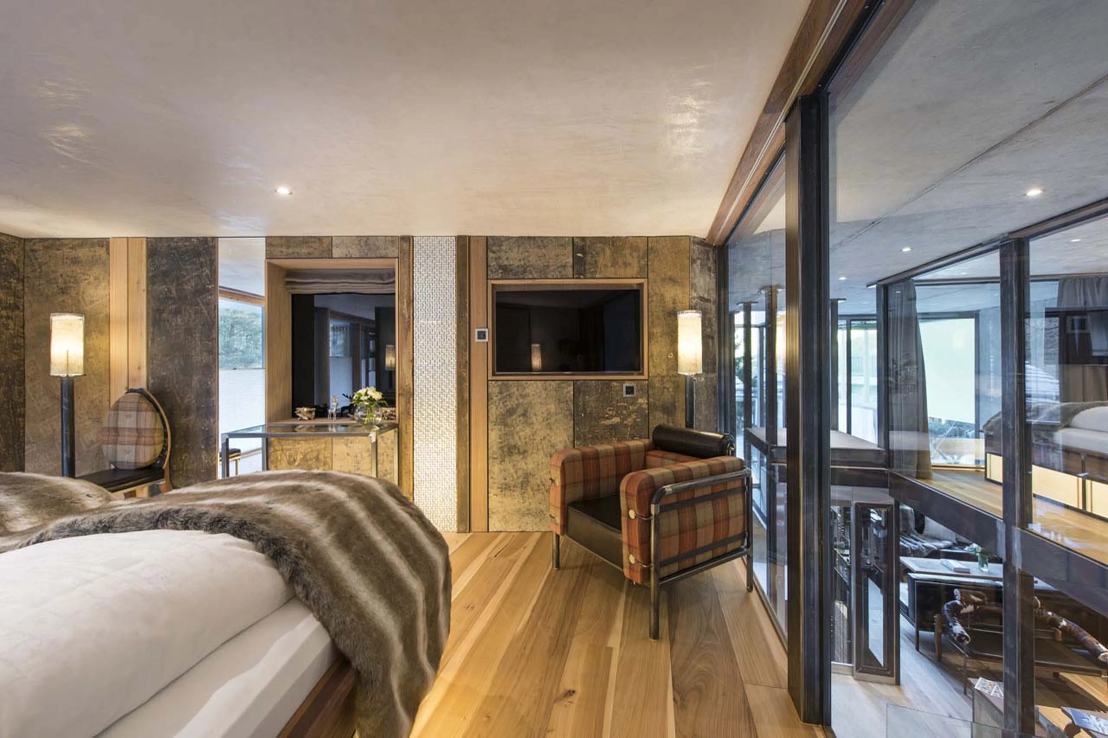 Bedroom one view at Backstage Luxury Loft in Zermatt