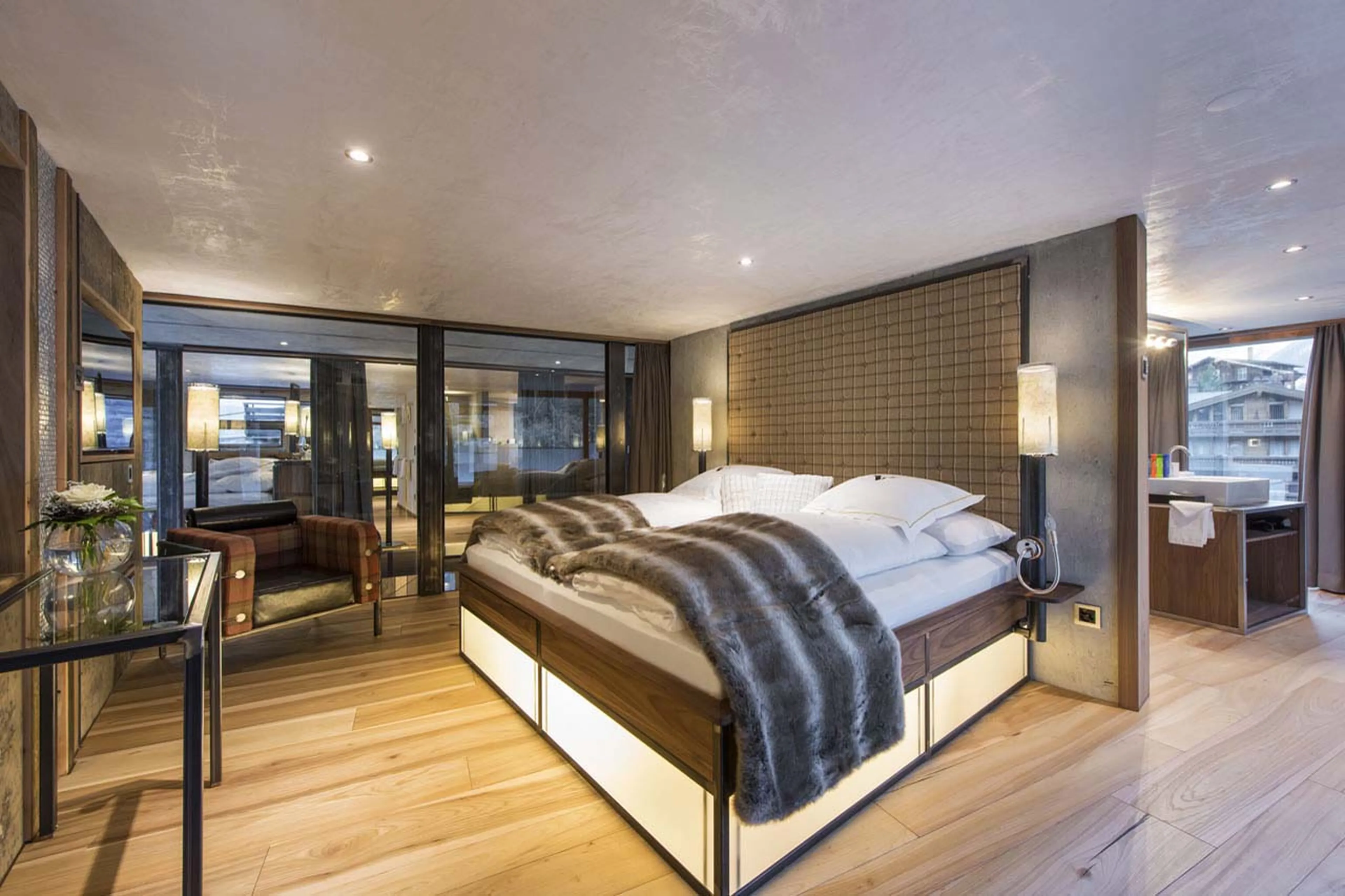 Bedroom one at Backstage Luxury Loft in Zermatt