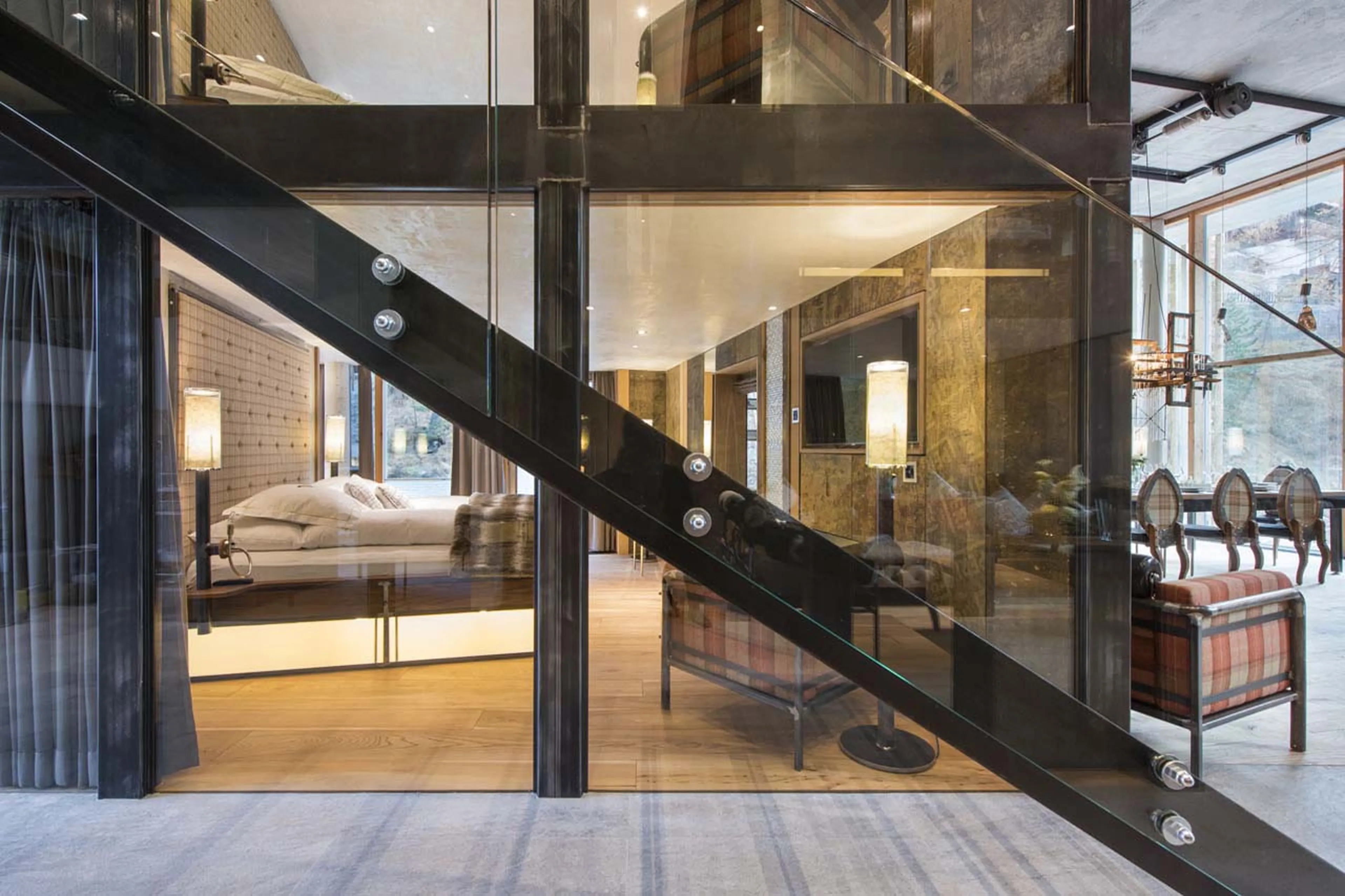 Bedroom three on entrance level at Backstage Luxury Loft in Zermatt