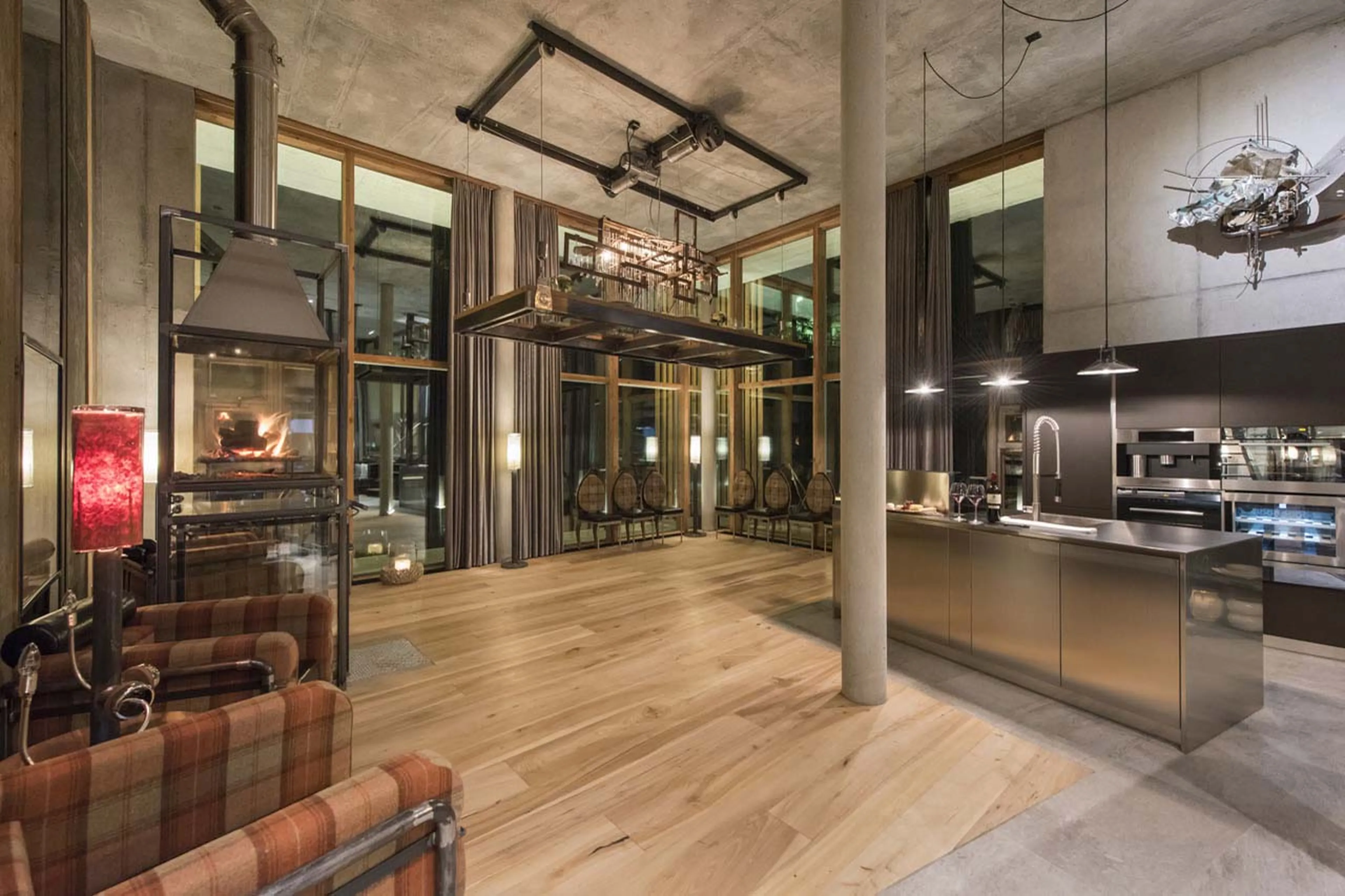 Dining table at Backstage Luxury Loft in Zermatt