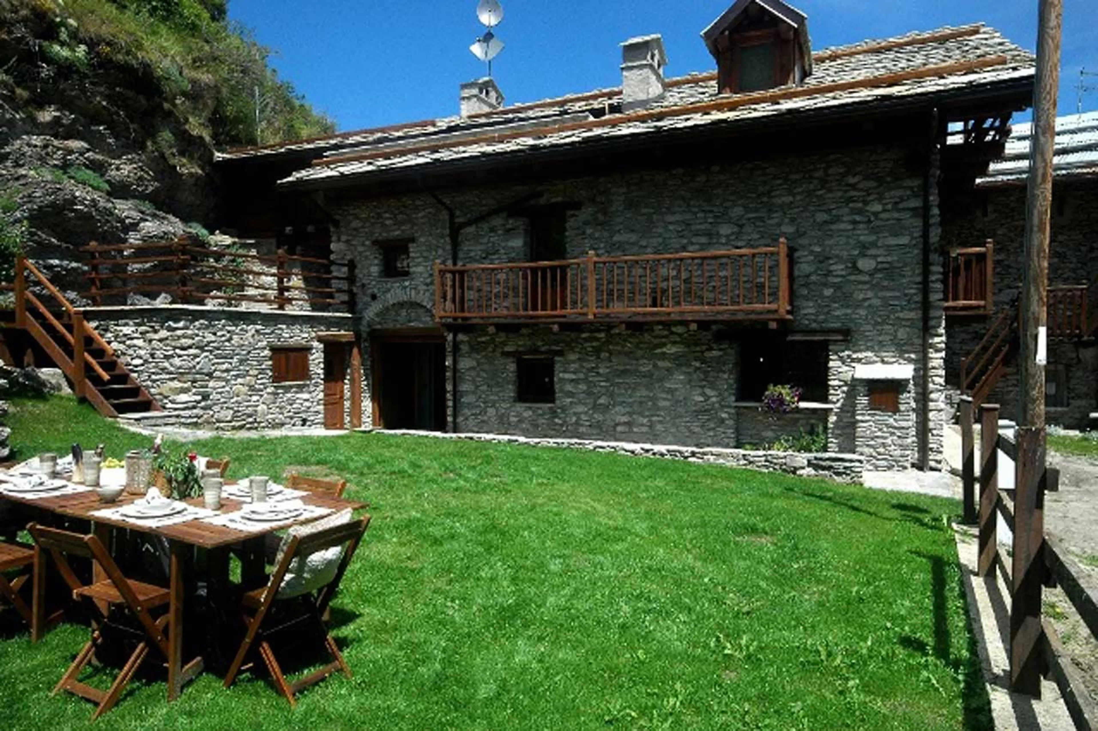 Exterior in summer of Baita 1697 in Piedmont