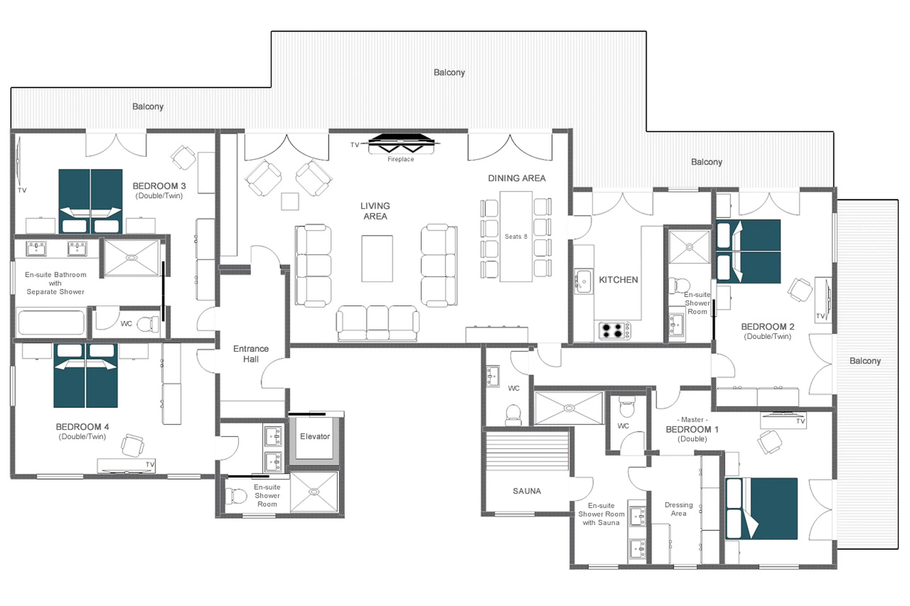 Floor plan of Exterior of Balegia Apartment 3 in Lech