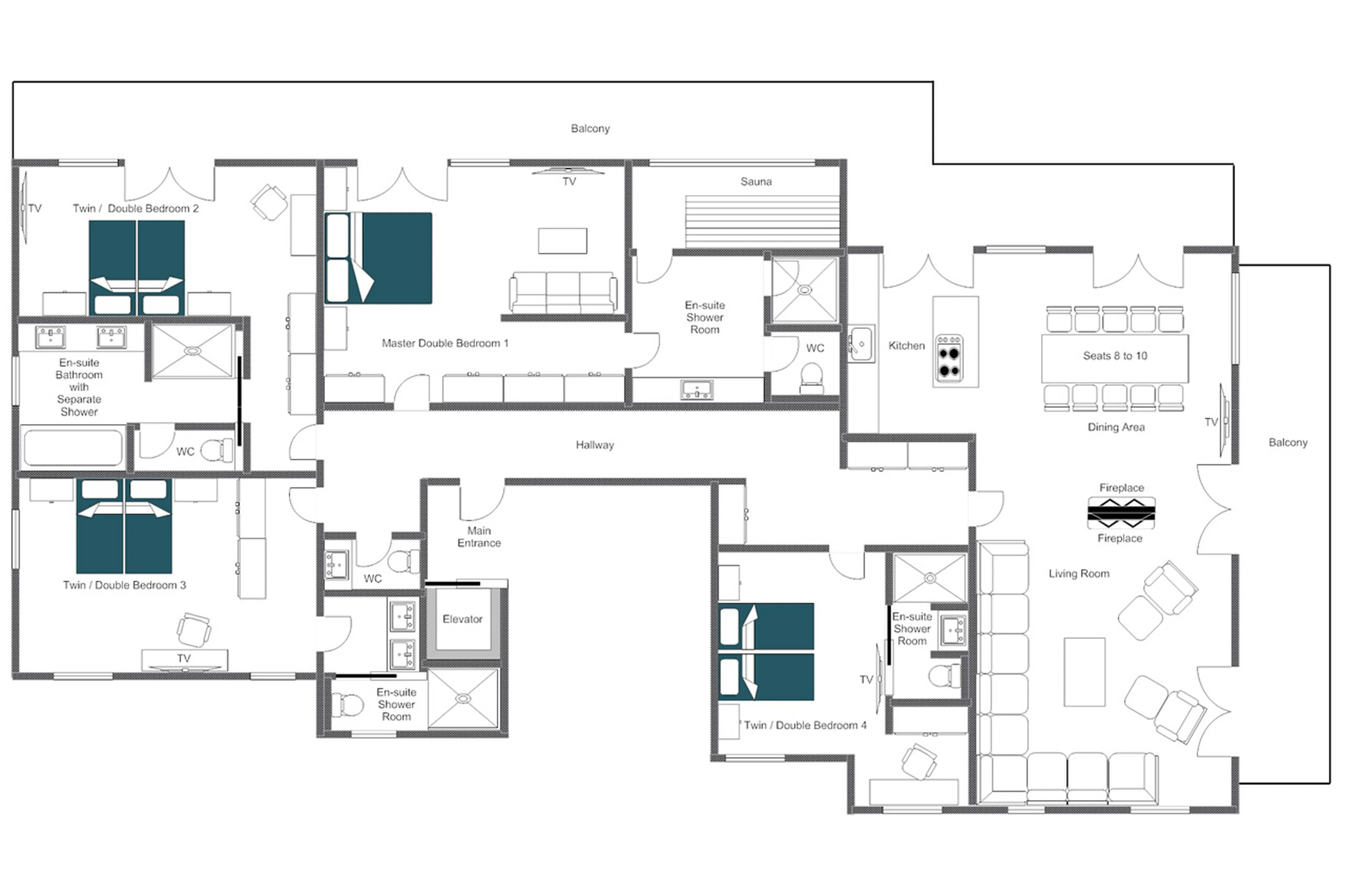 Floor plan at Balegia Apartment 4 in Lech