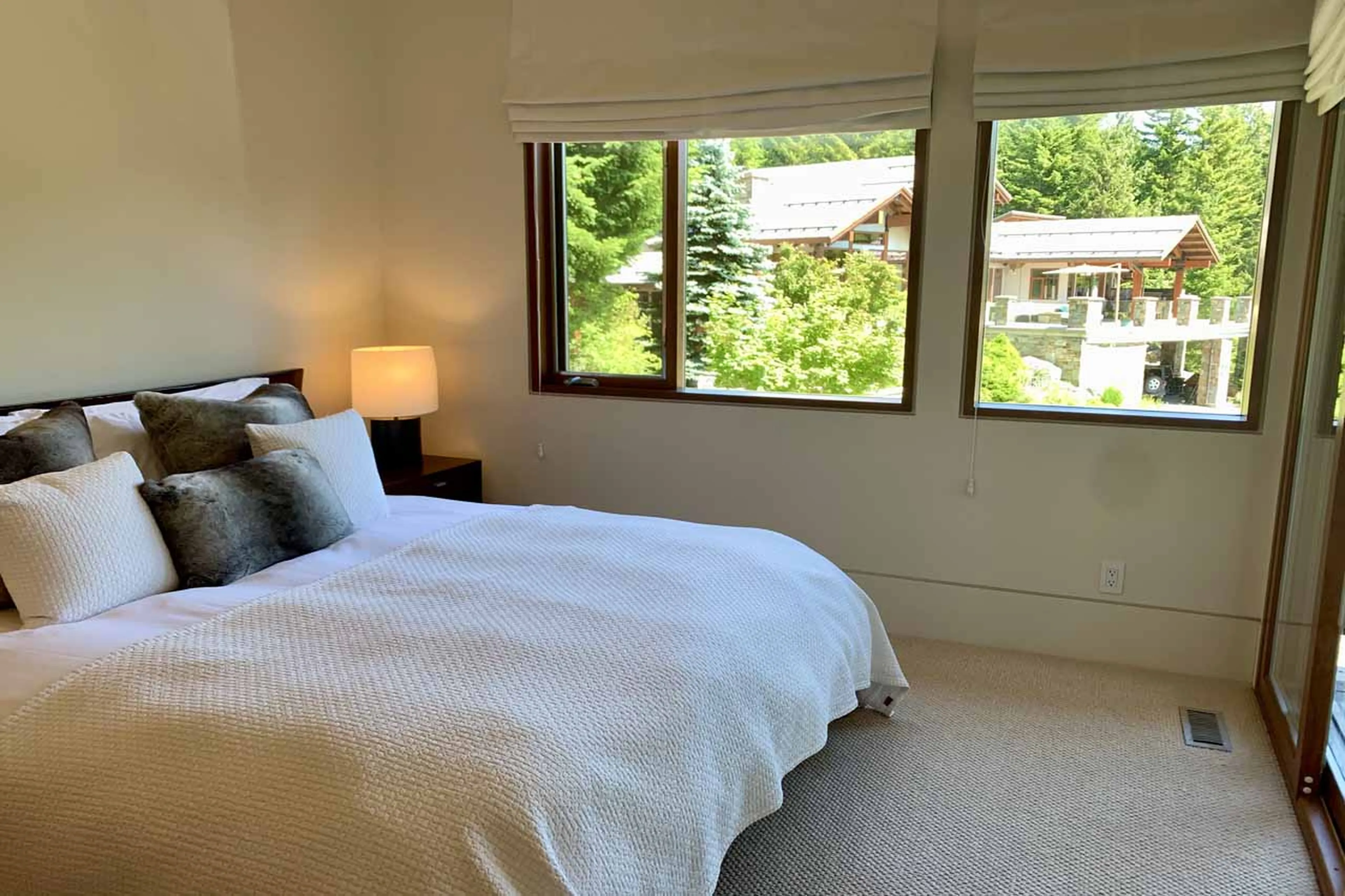 Guest house double bedroom at Belmont Estate in Whistler