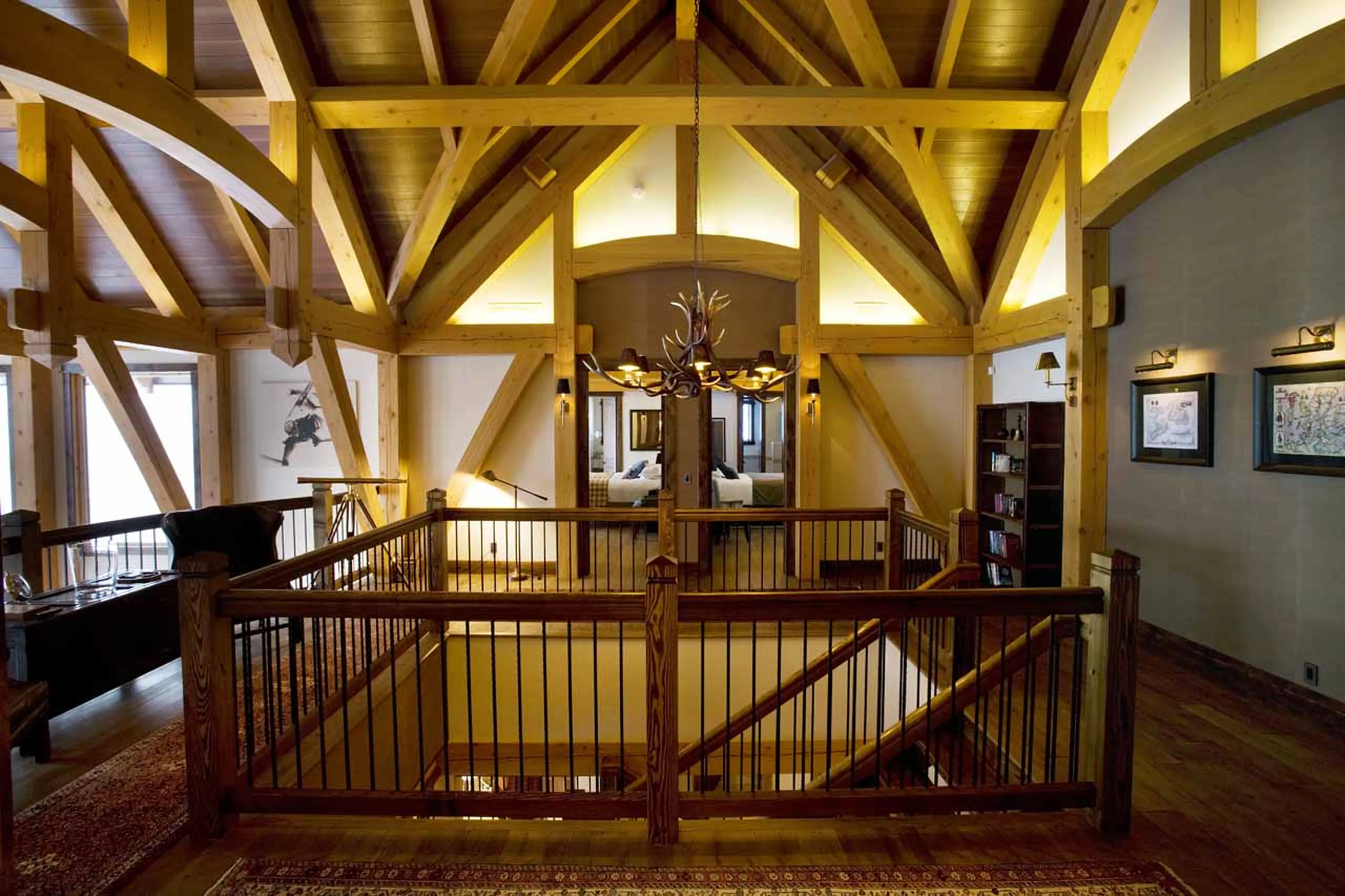 Second floor landing and staircase at Bighorn in Revelstoke