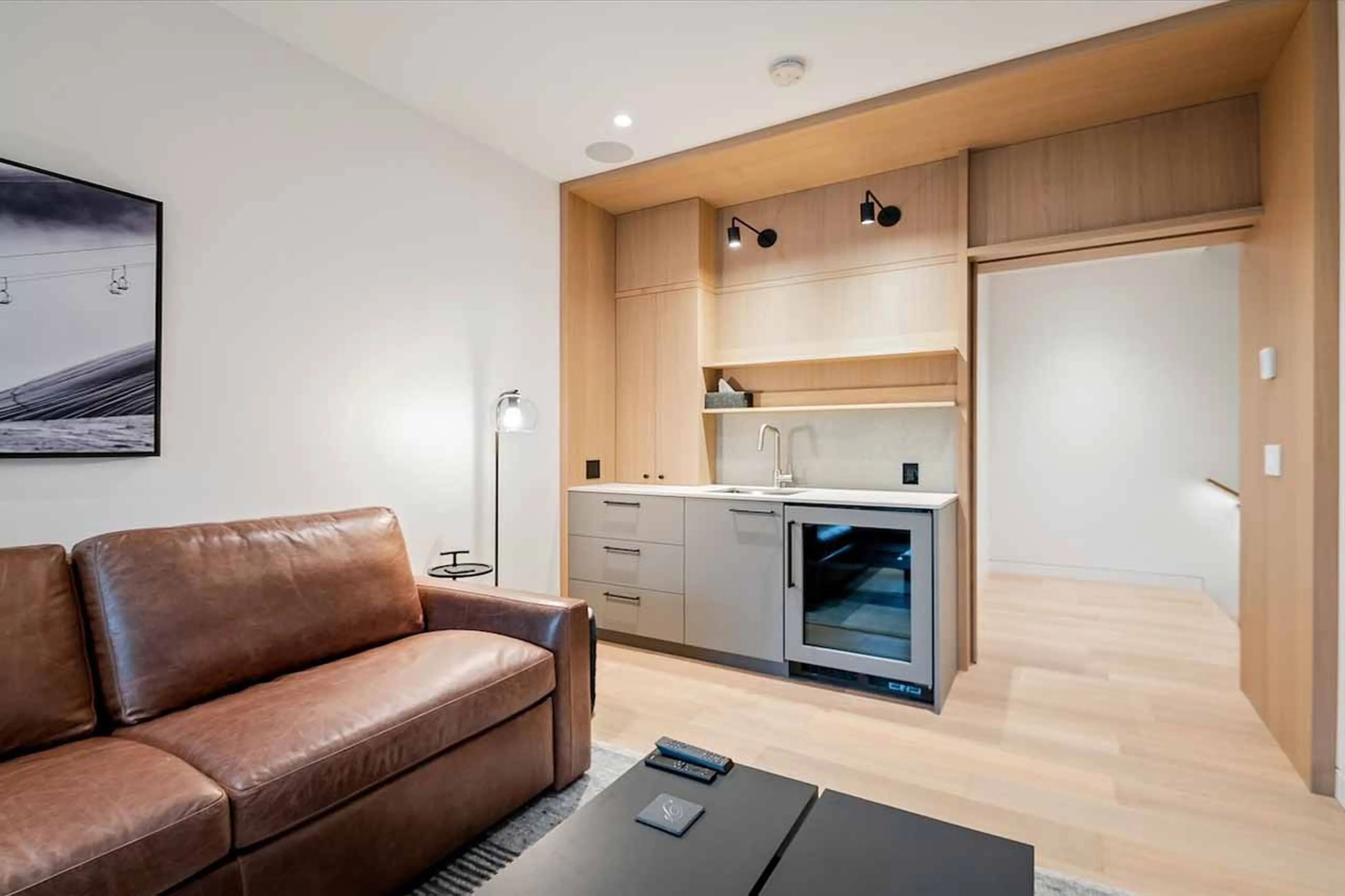 TV room kitchenette at Blueberry Hill Retreat in Whistler