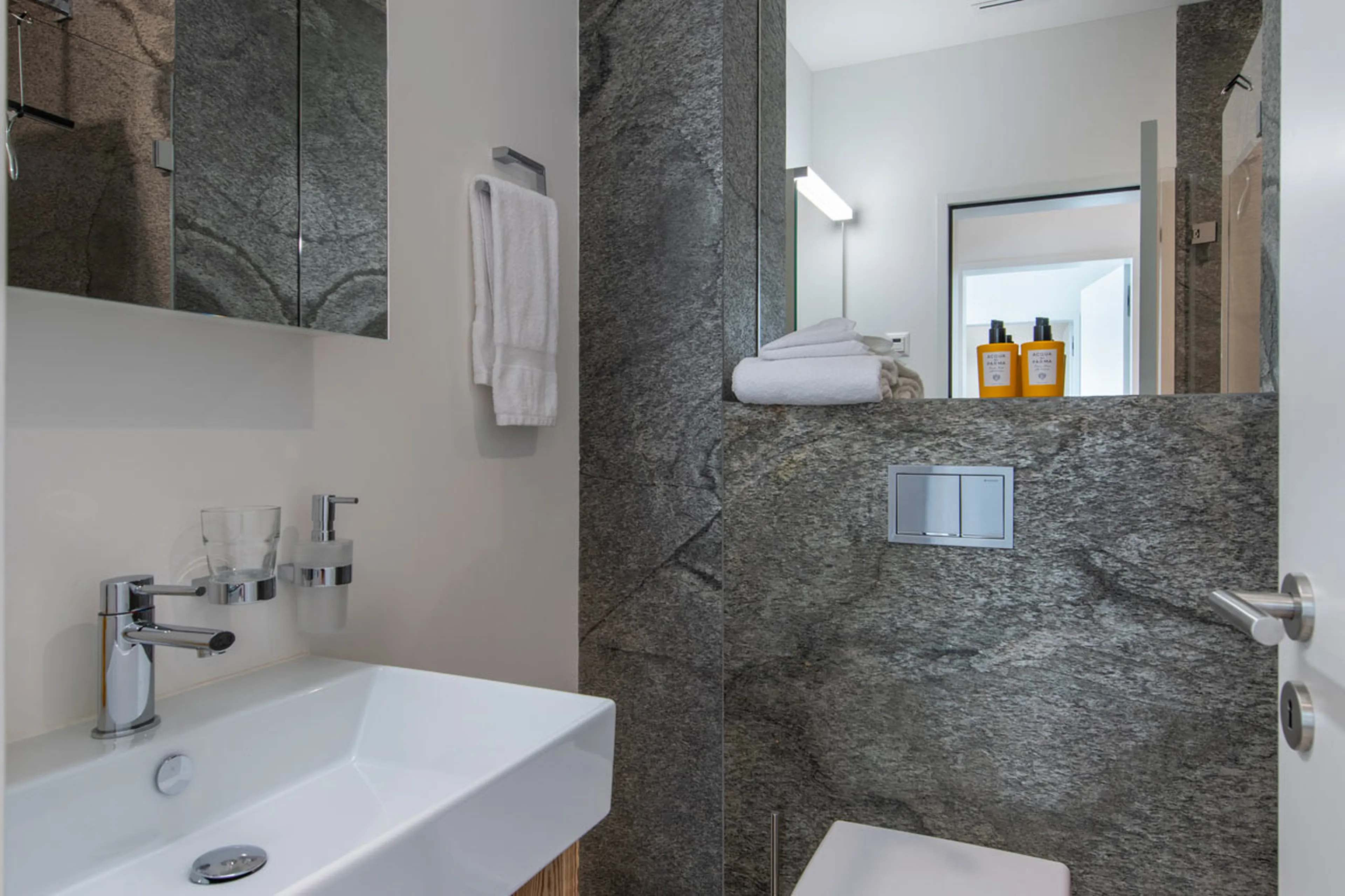 Separate shower room at Buelenhorn in Bortji Estate in Davos