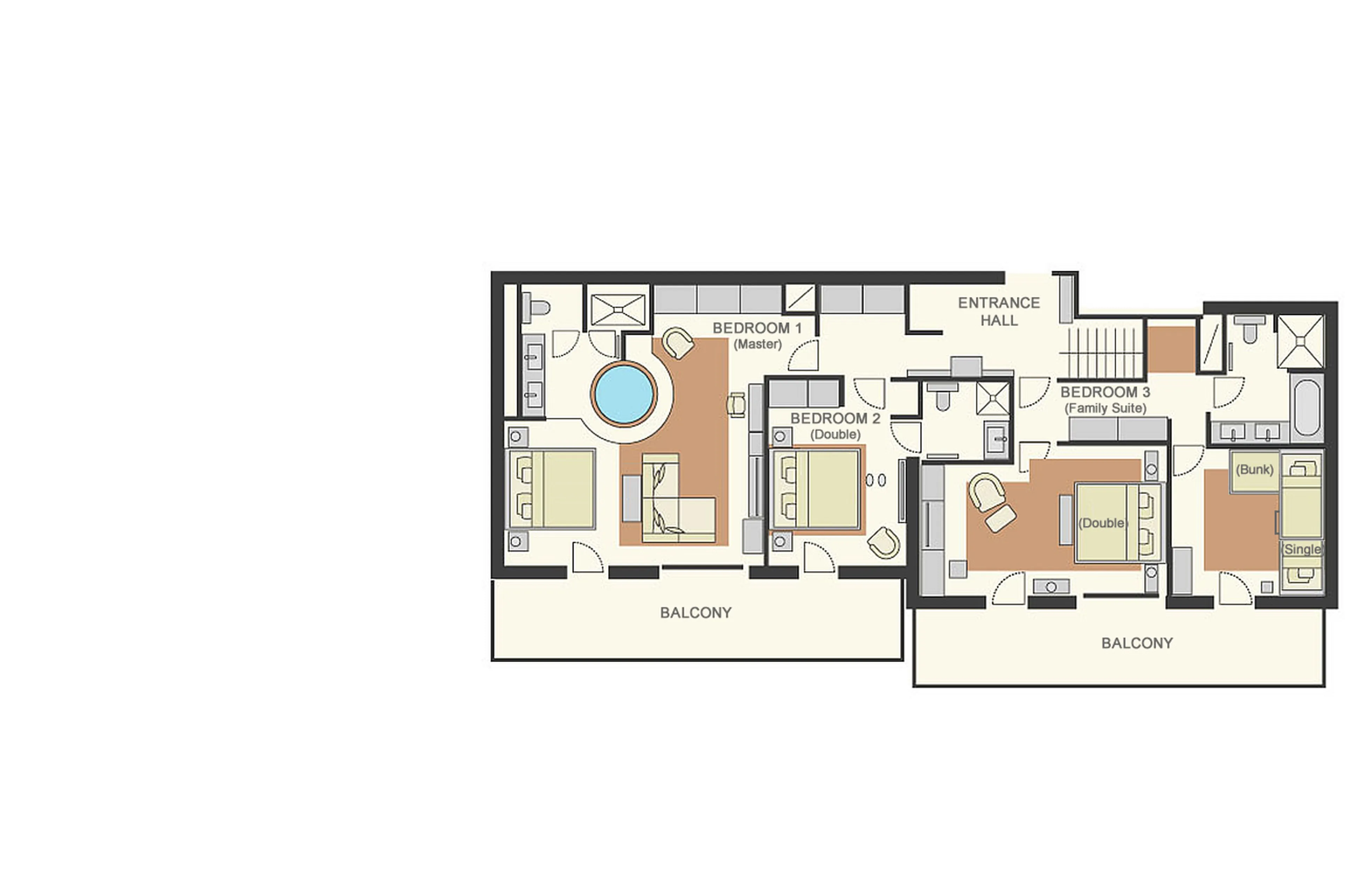 Lower level floor plan of Apartment Cap Crystal Lodge in Tignes