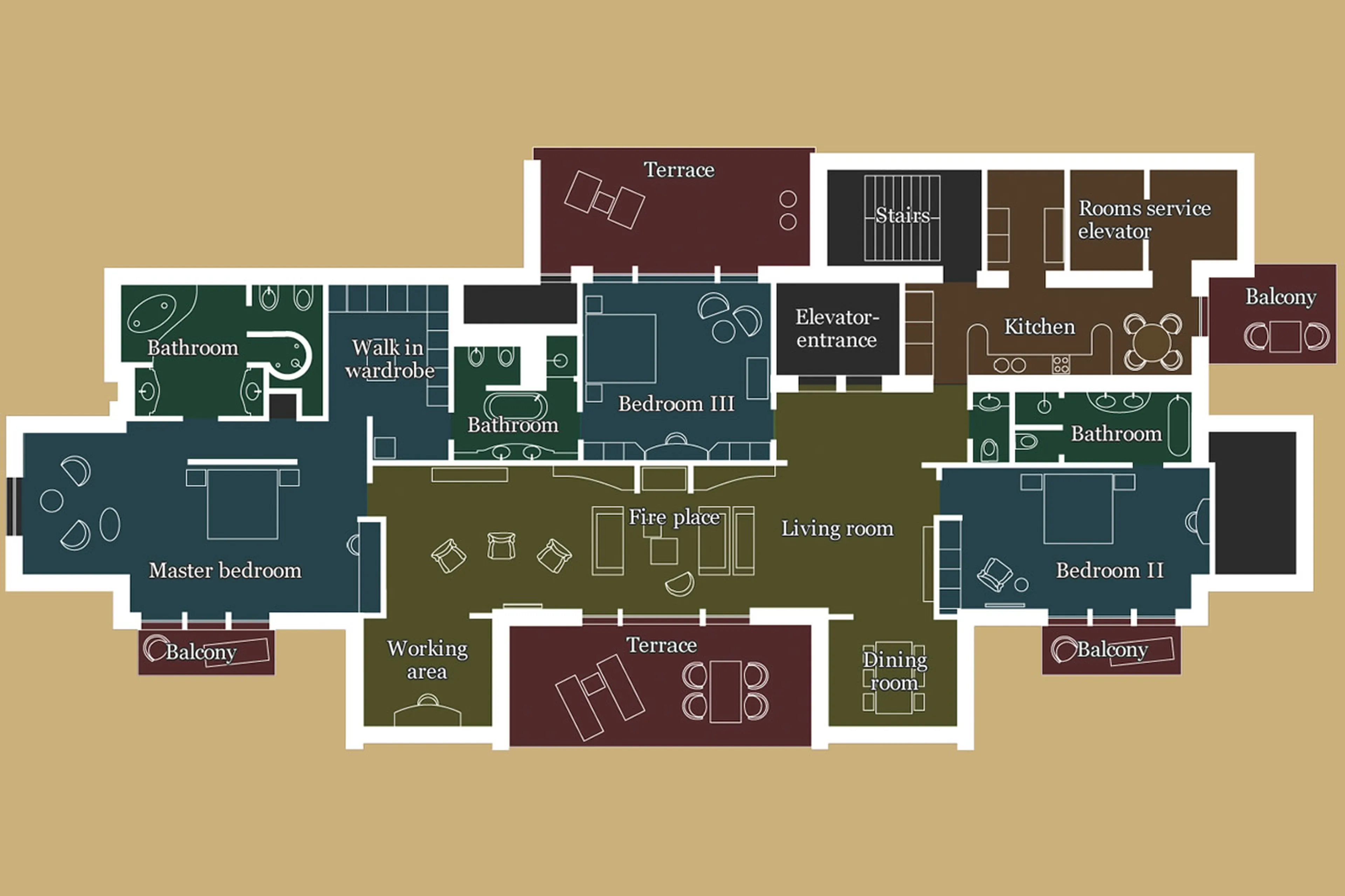 Floor plan of The Penthouse in St Moritz