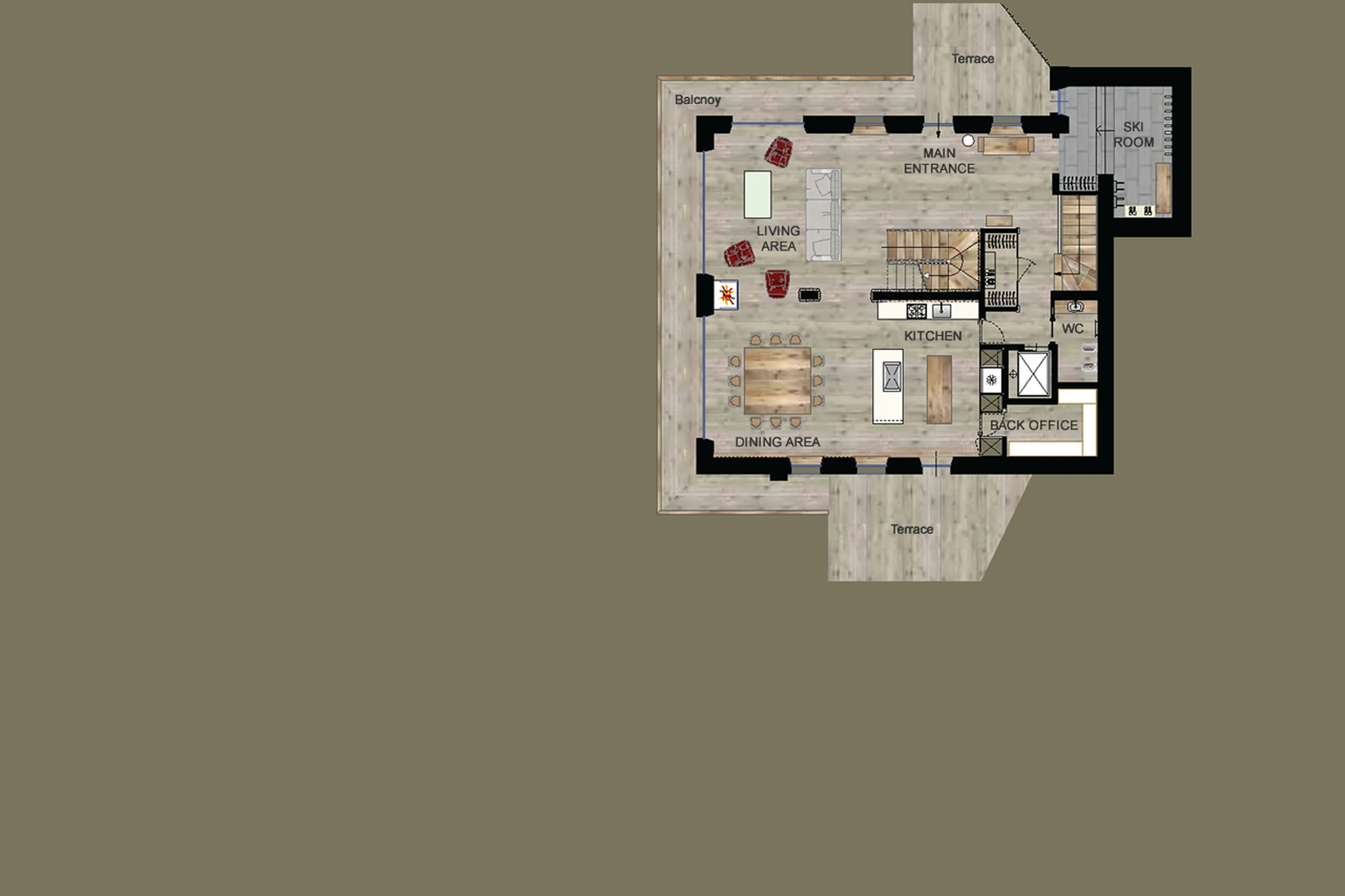 Level 1 floor plan of Cesa del Louf in Alta Badia