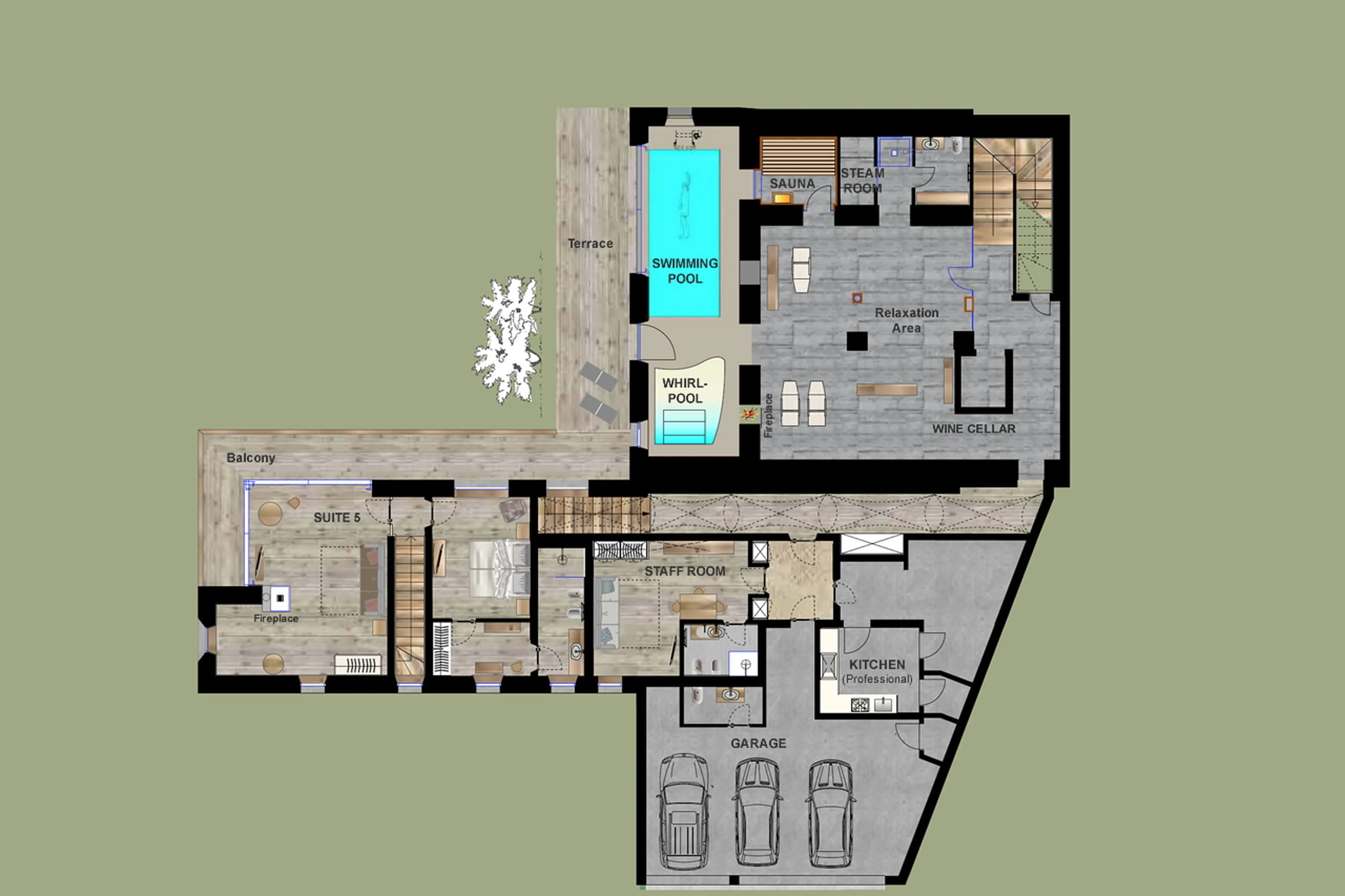 Level 0 floor plan of Cesa del Louf in Alta Badia
