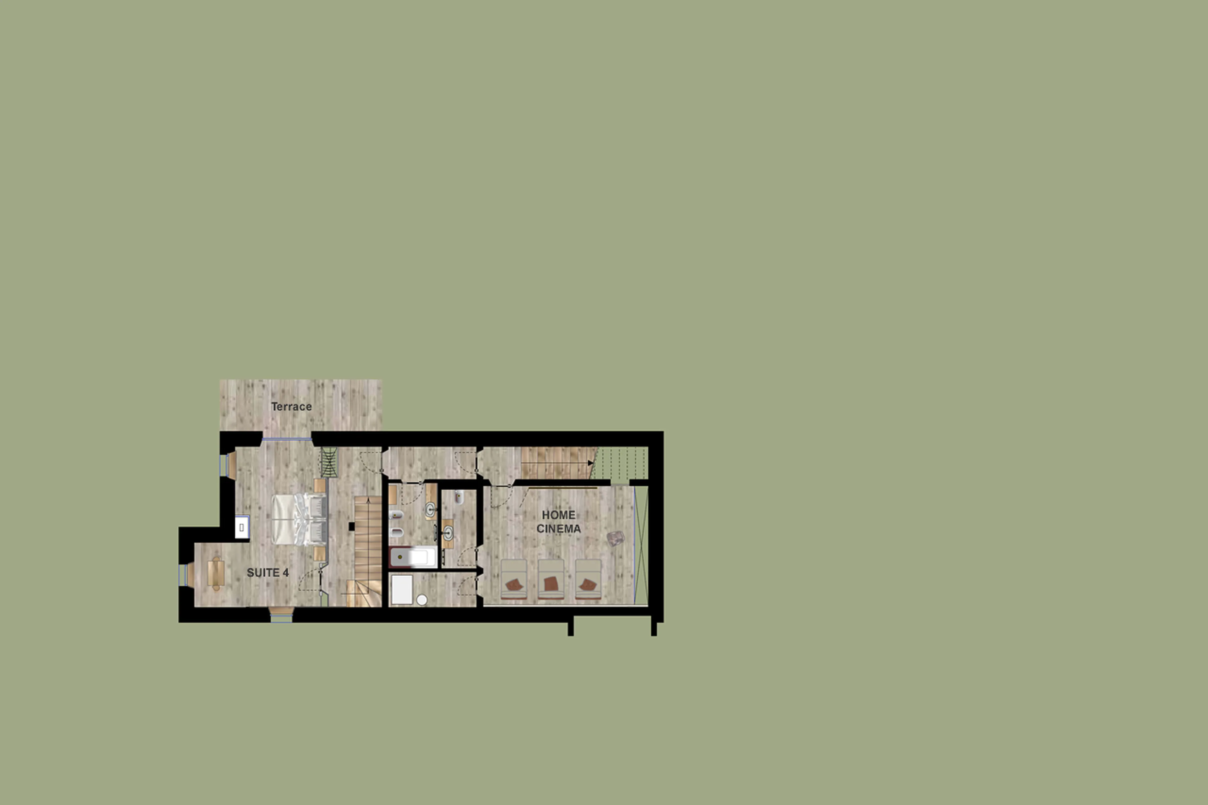 Level -1 floor plan of Cesa del Louf in Alta Badia