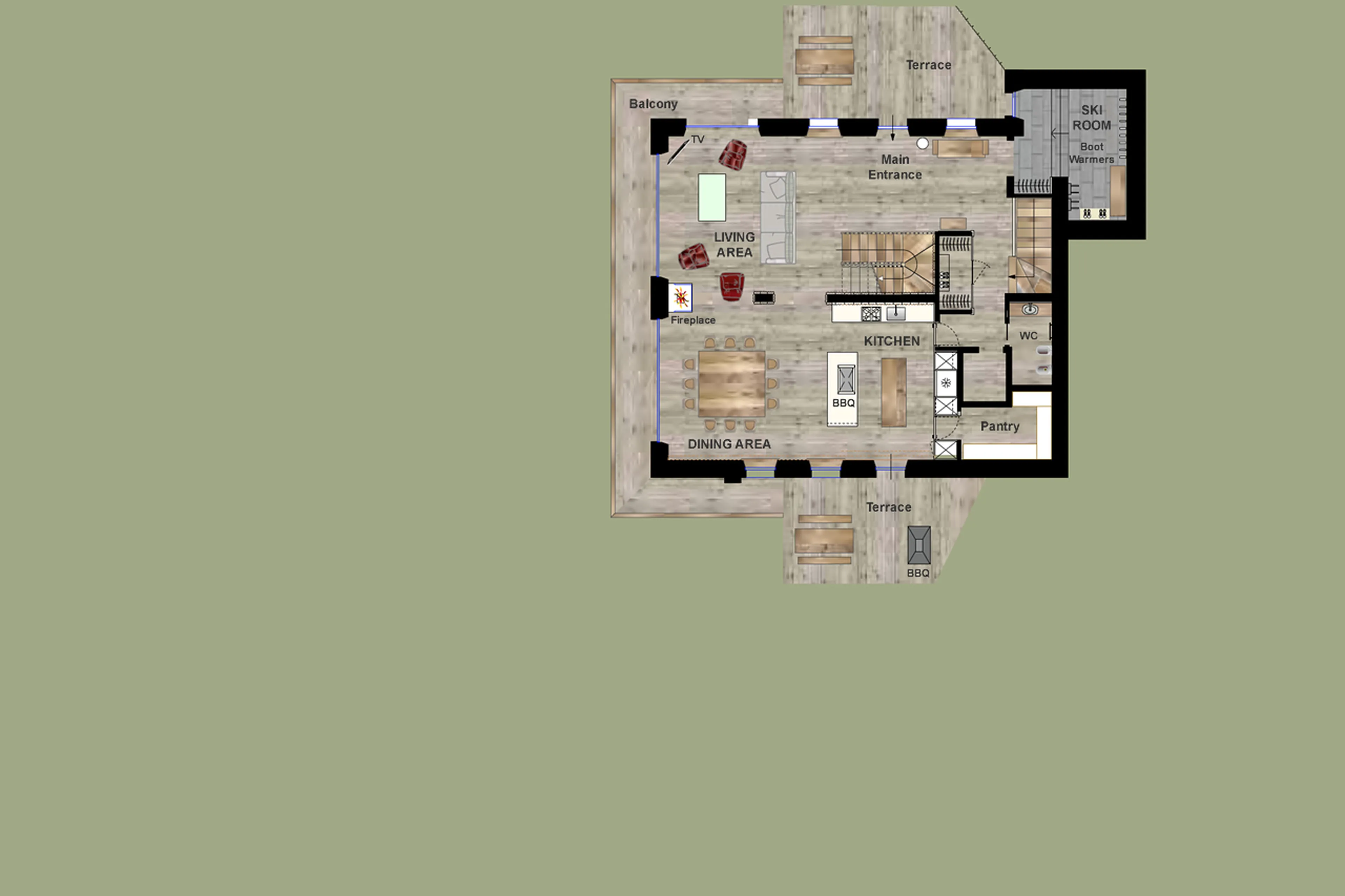 Level 1 floor plan of Cesa del Louf Maso in Alta Badia