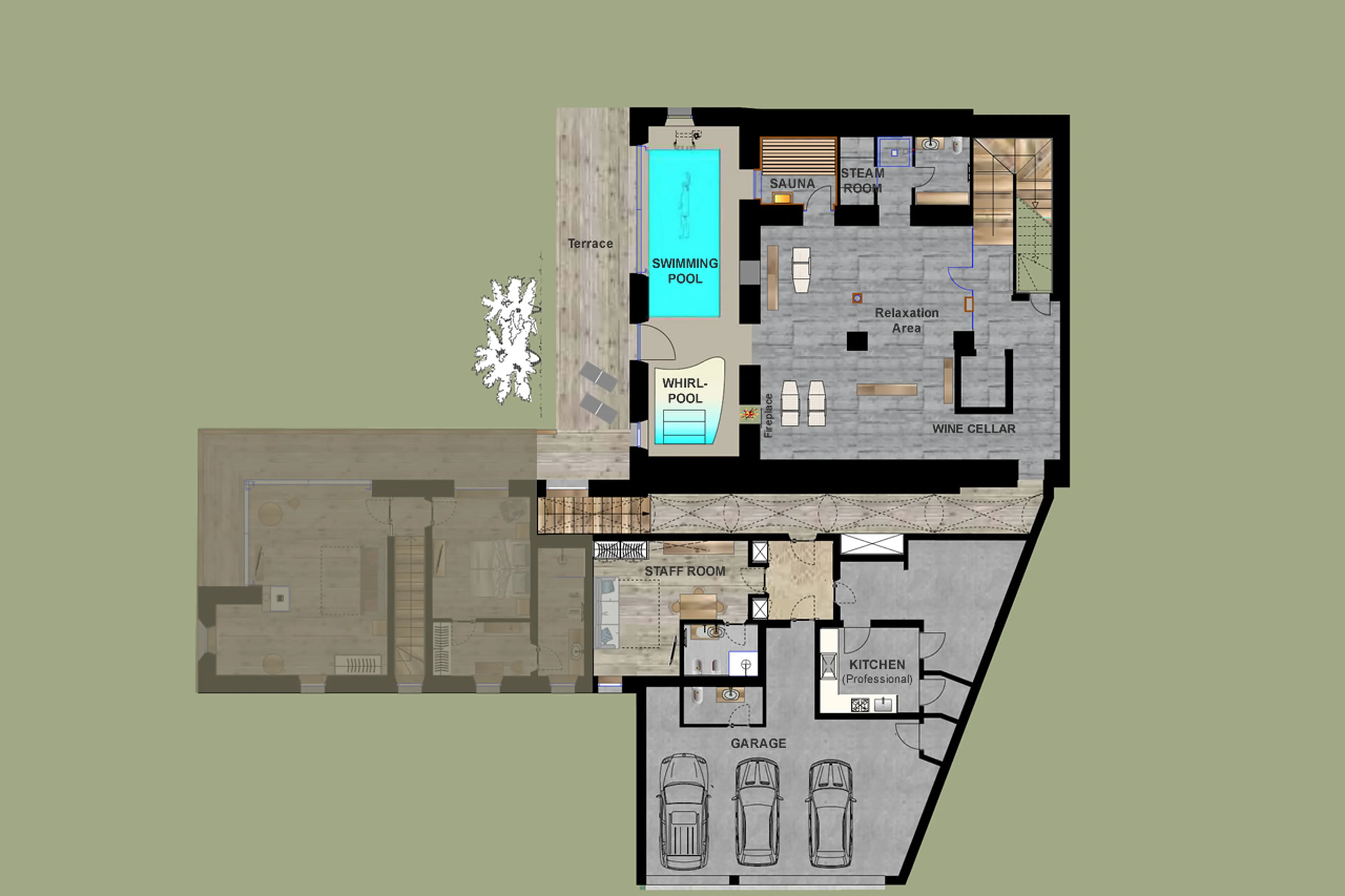 Level 0 floor plan of Cesa del Louf Maso in Alta Badia