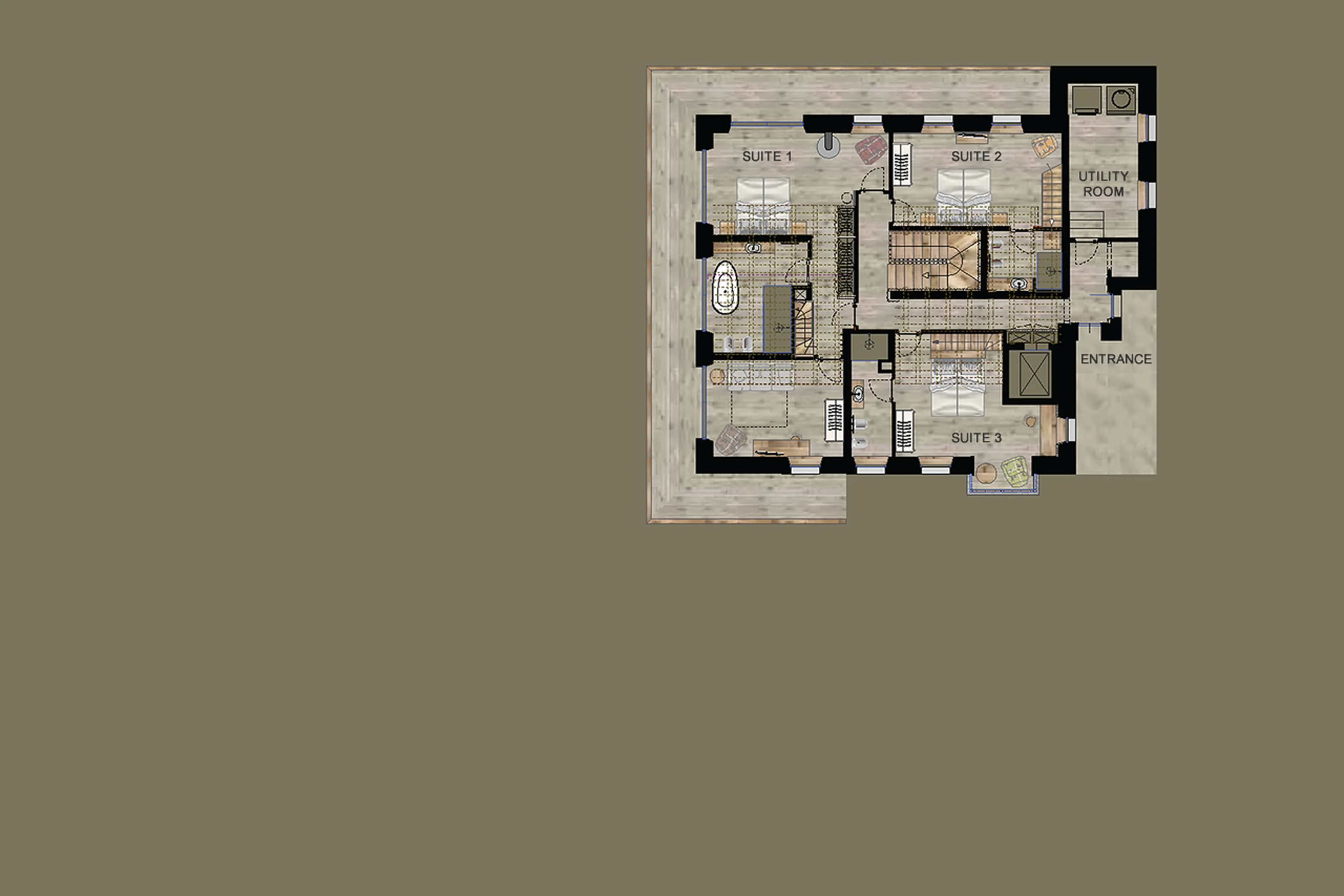 Level 2 floor plan of Cesa del Louf Maso in Alta Badia