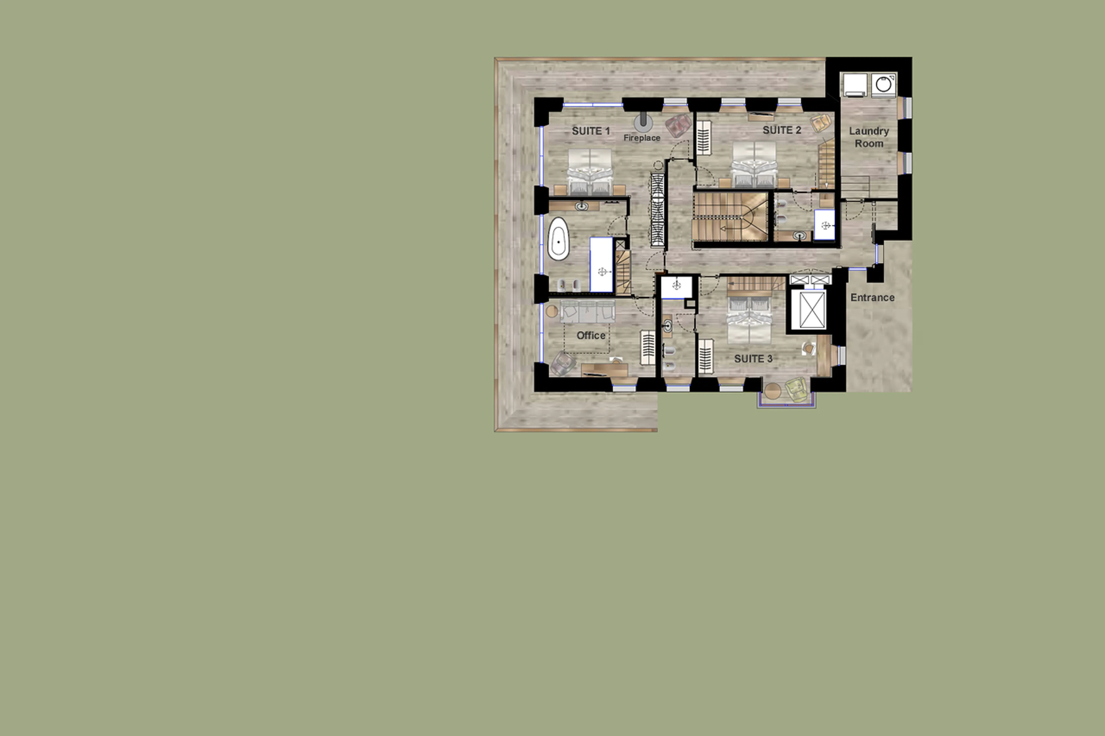 Level 2 floor plan of Cesa del Louf Maso in Alta Badia