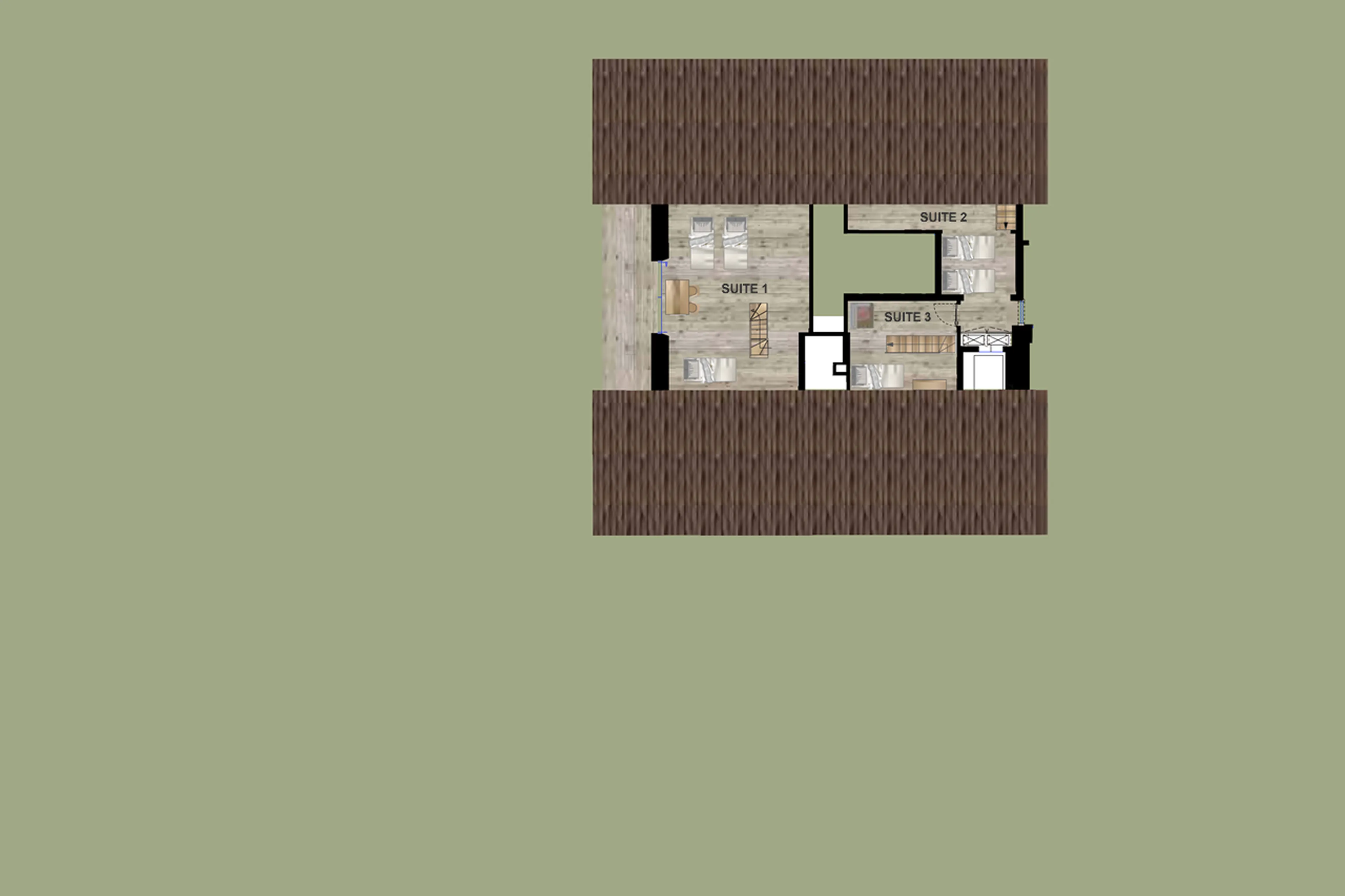 Mezzanine floor plan of Cesa del Louf Maso in Alta Badia