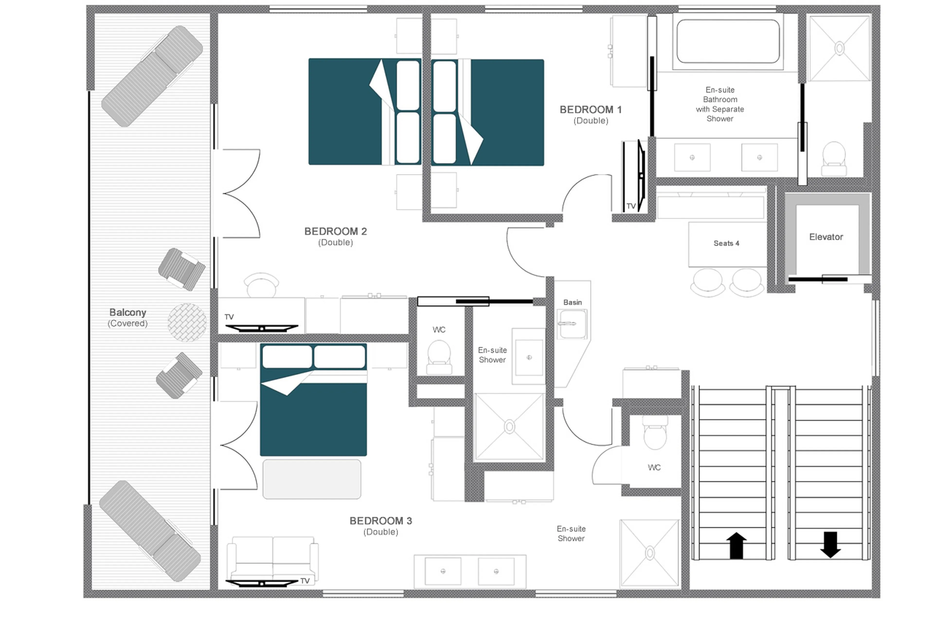 Level 1 floor plan of Chalech 4 in Lech