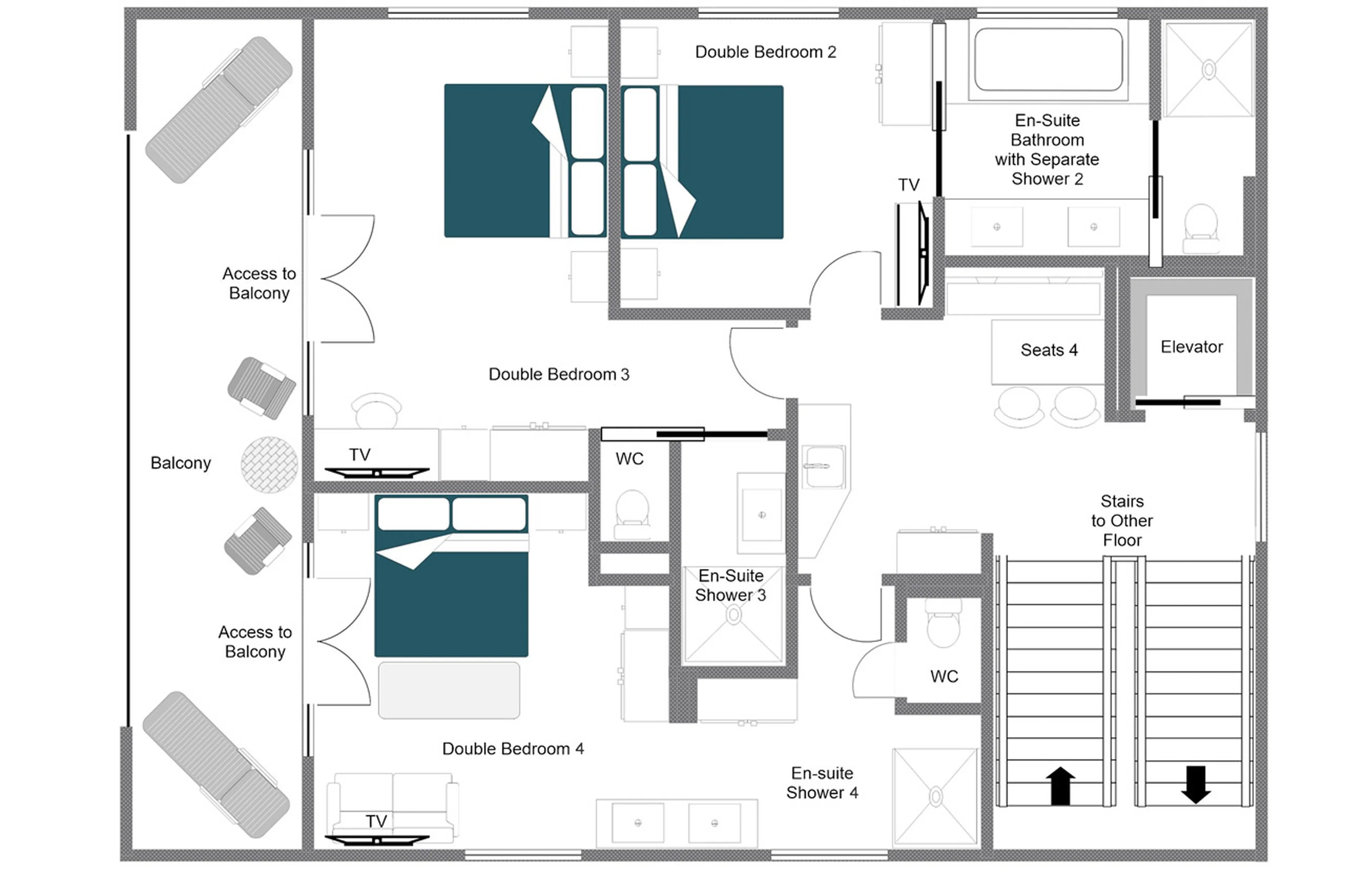 Level 1 floor plan of Chalech 4 in Lech