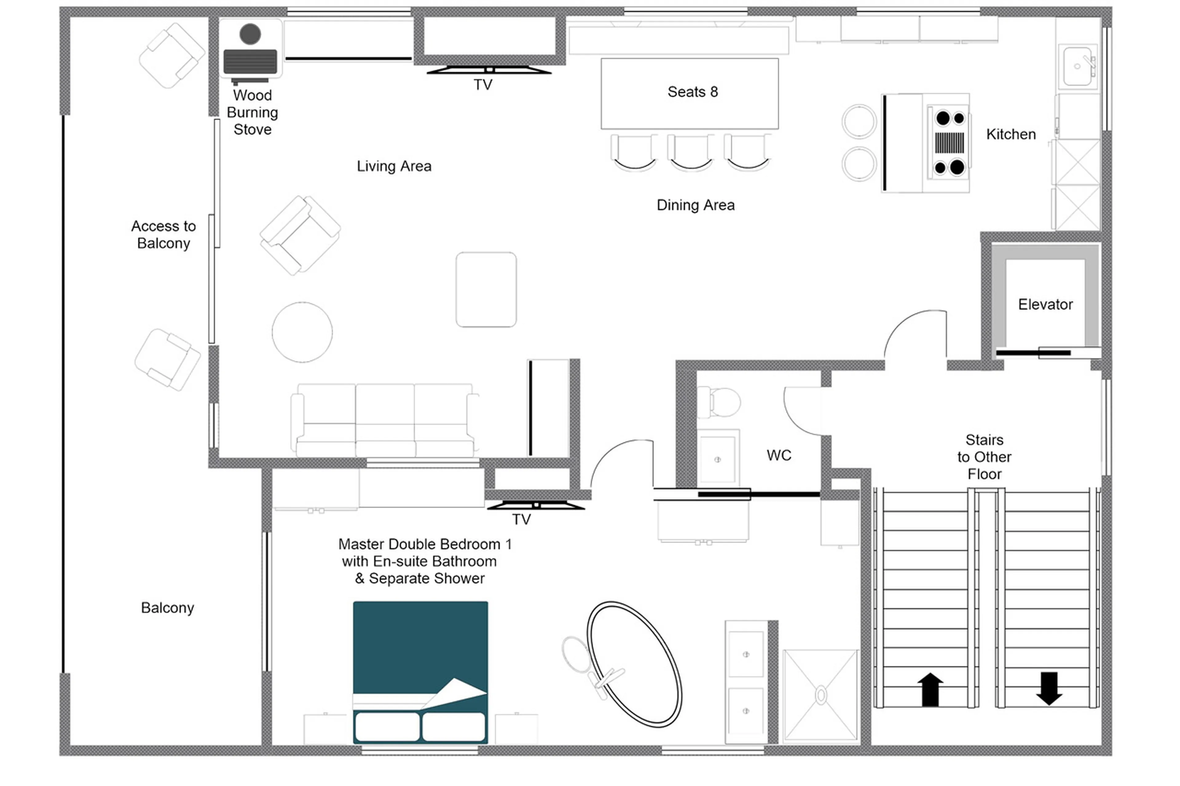 Level 2 floor plan of Chalech 4 in Lech