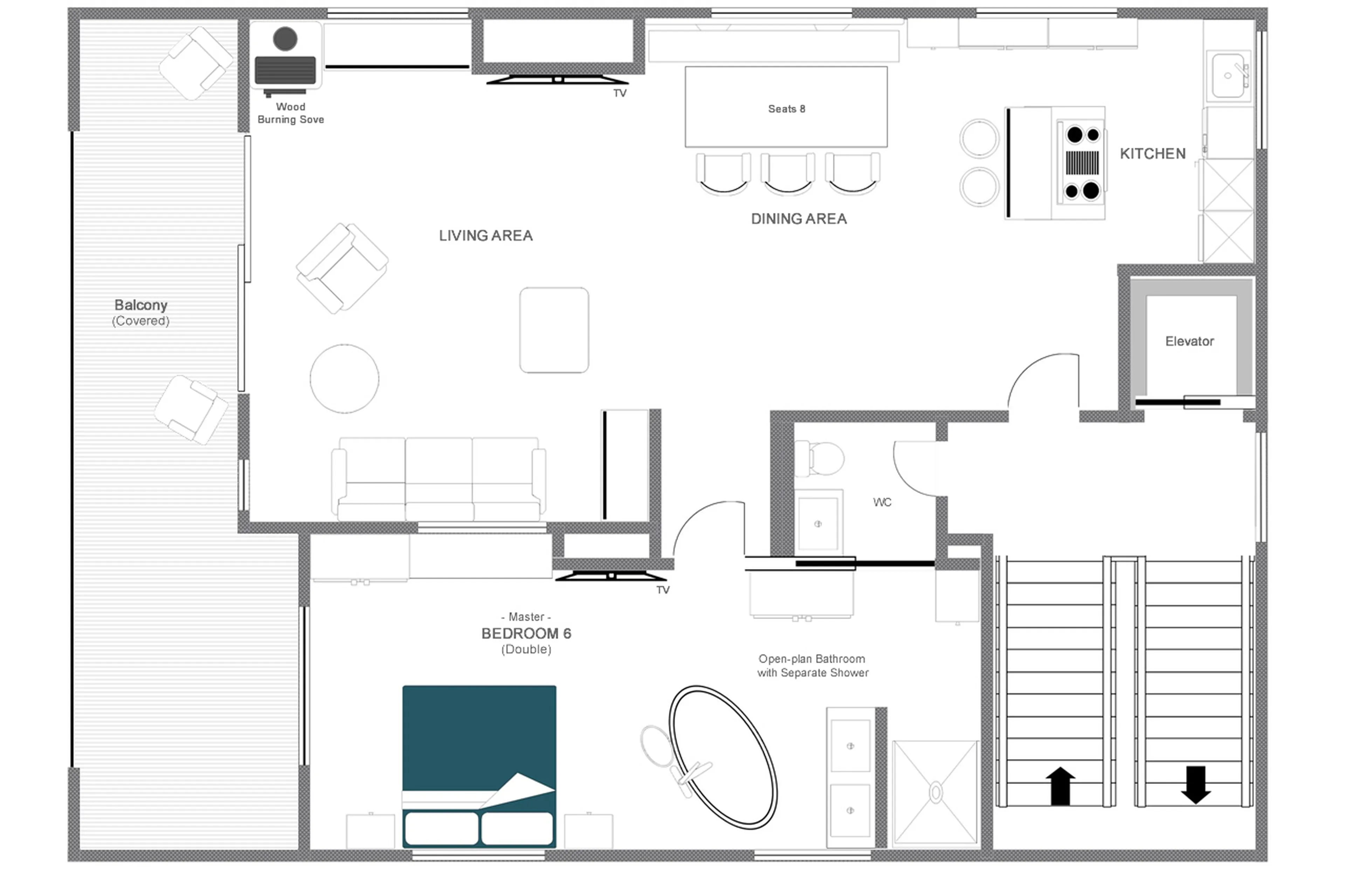 Level 2 floor plan of Chalech 4 in Lech