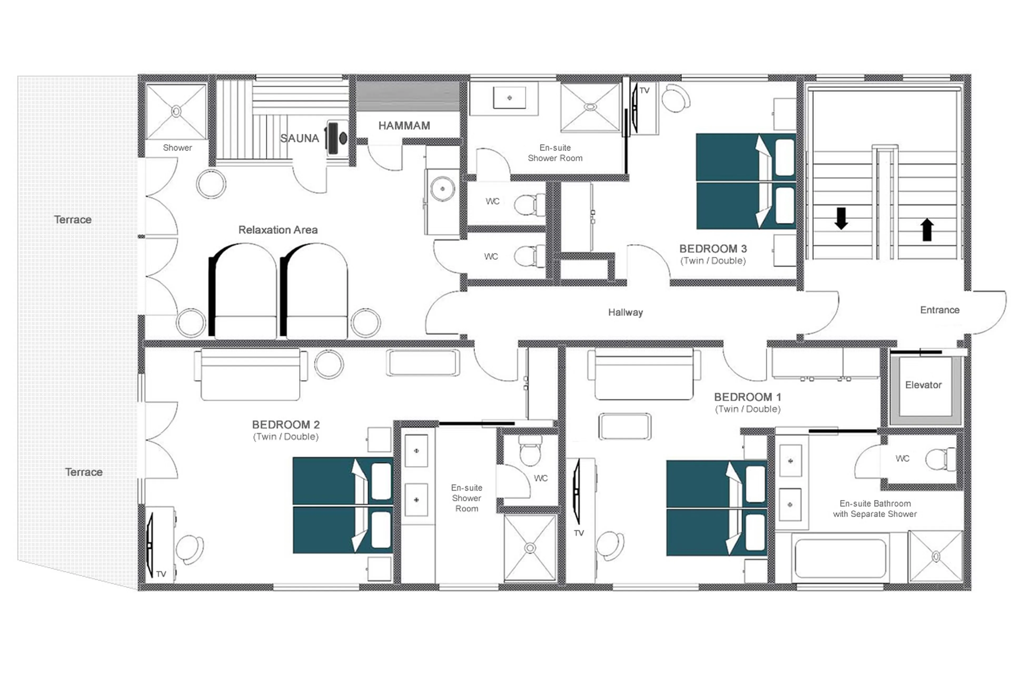 Level 0 floor plan of Chalech S in Lech