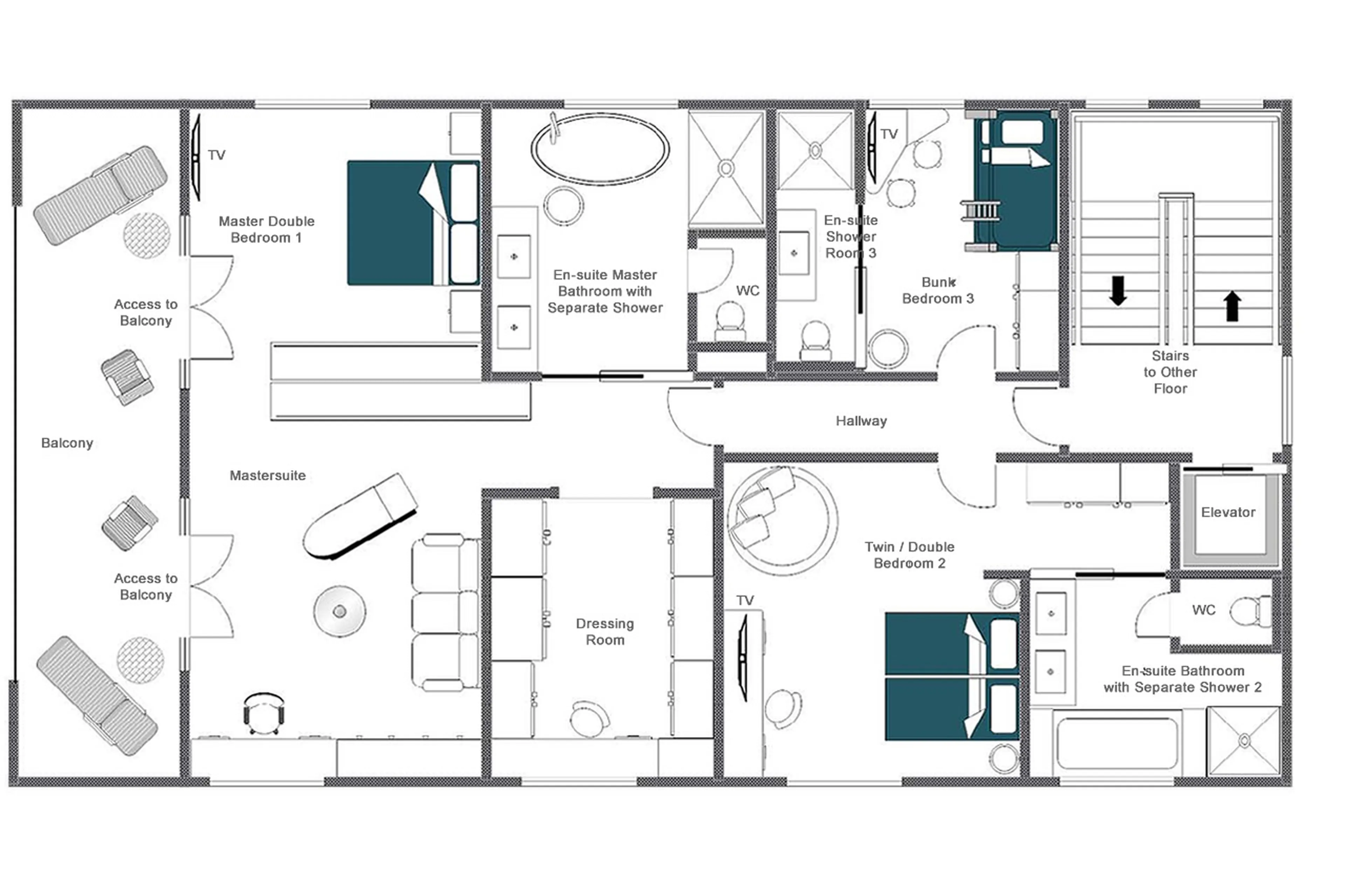 Level 1 floor plan of Chalech S in Lech