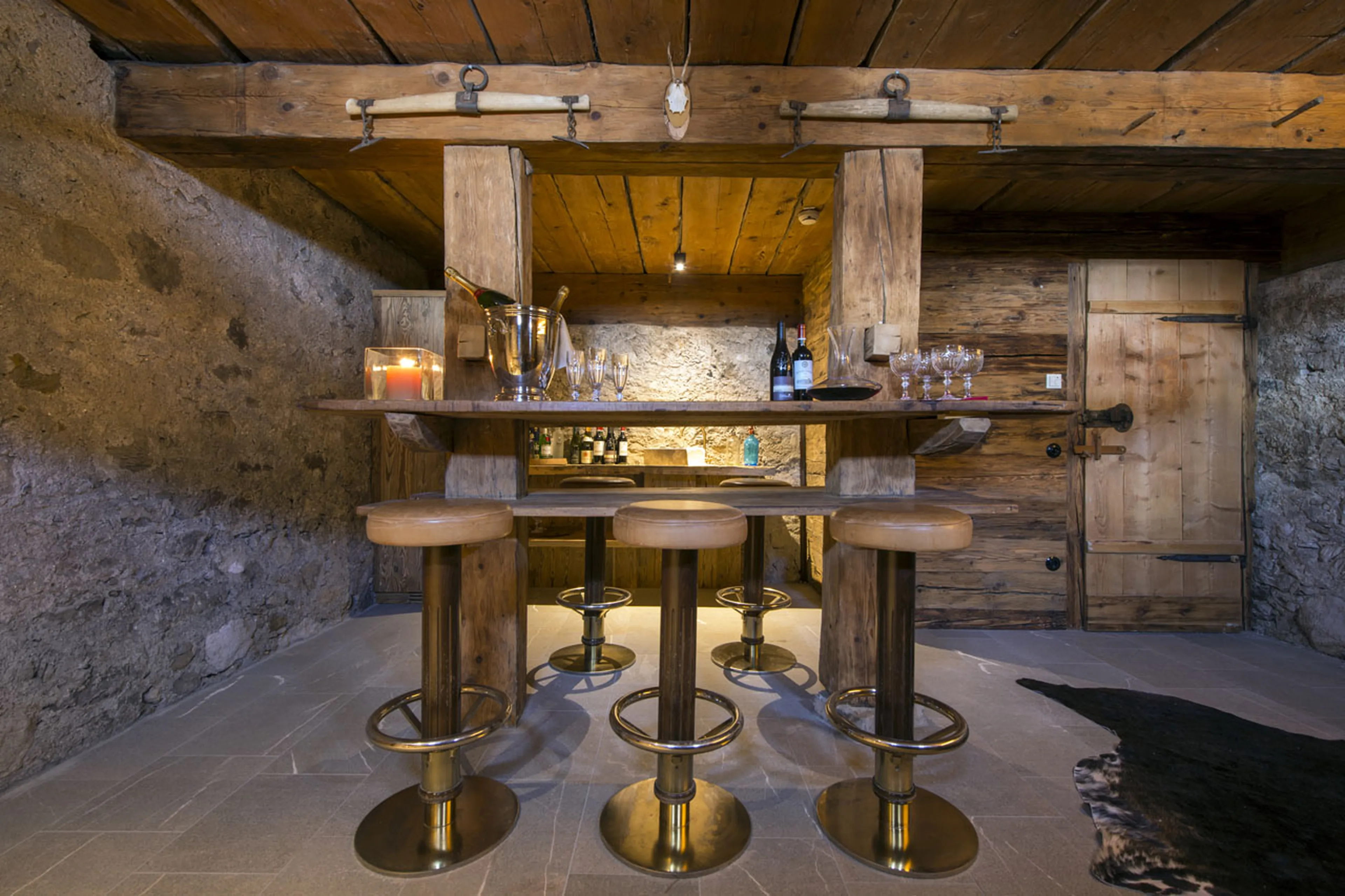 Bar in wine cellar at Chalet 1597 in Lech