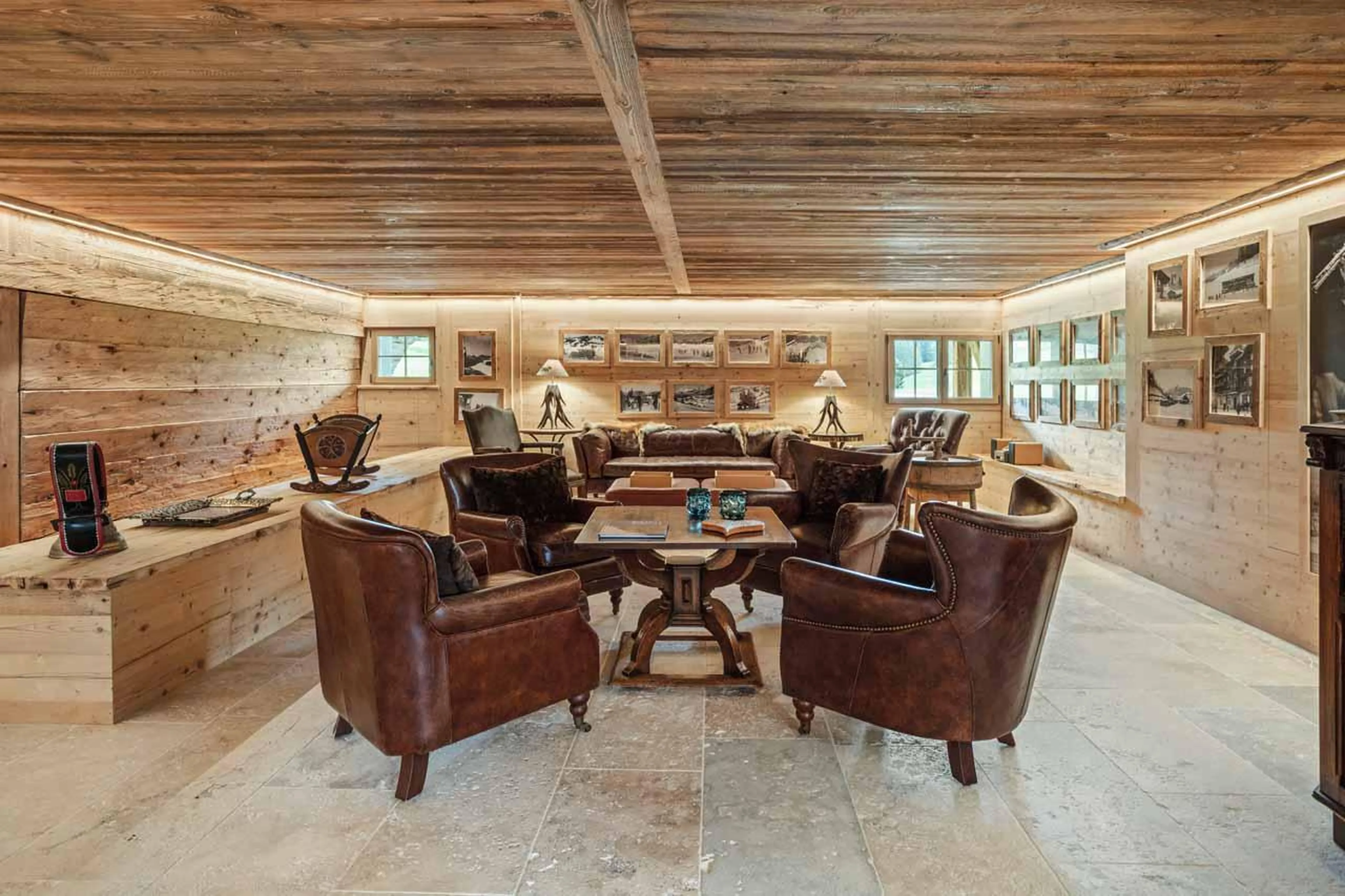 Leather armchairs in Chalet 1808, Gstaad