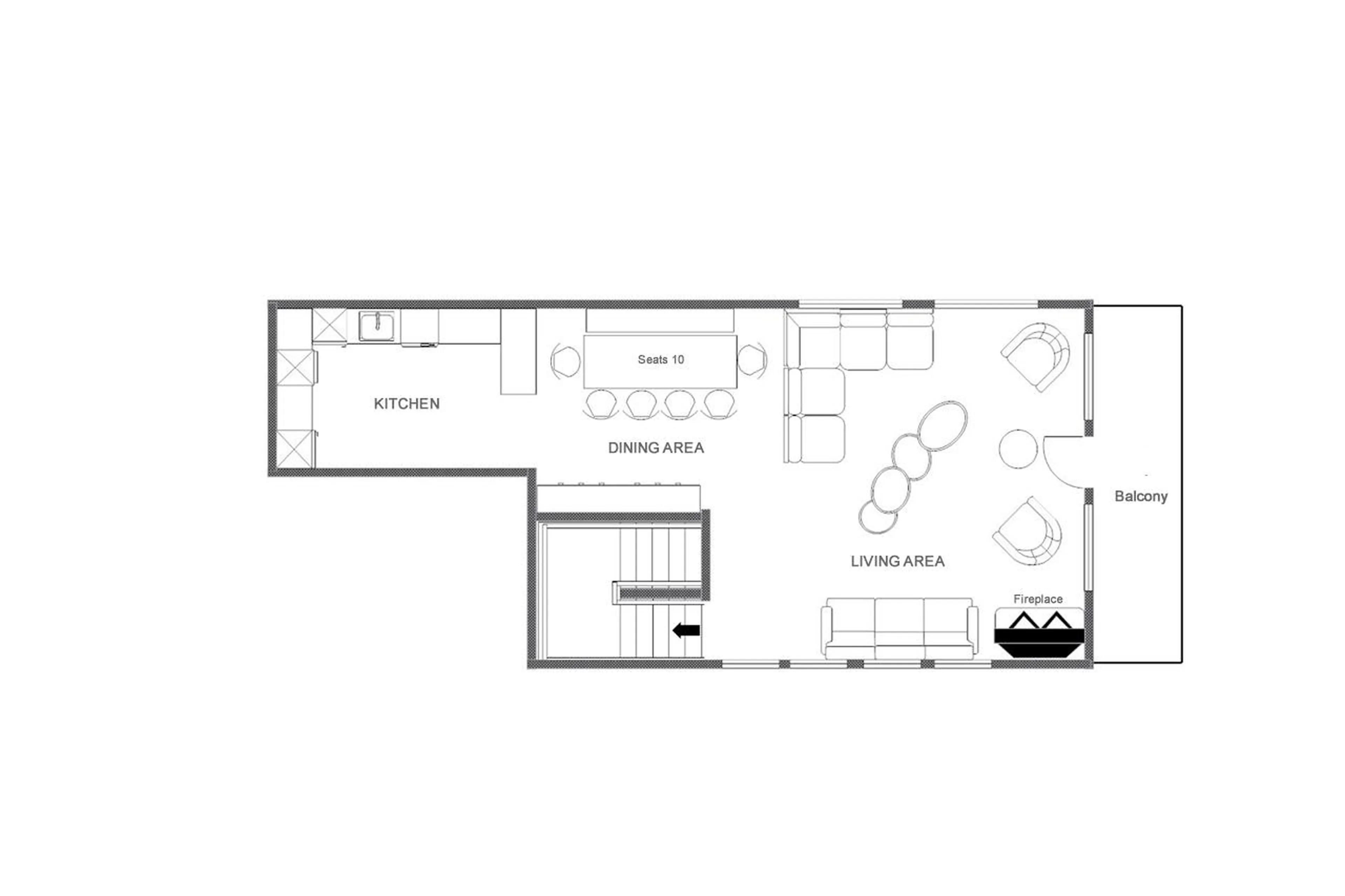 Top level floor plan of Chalet 1850 in Val d'Isere