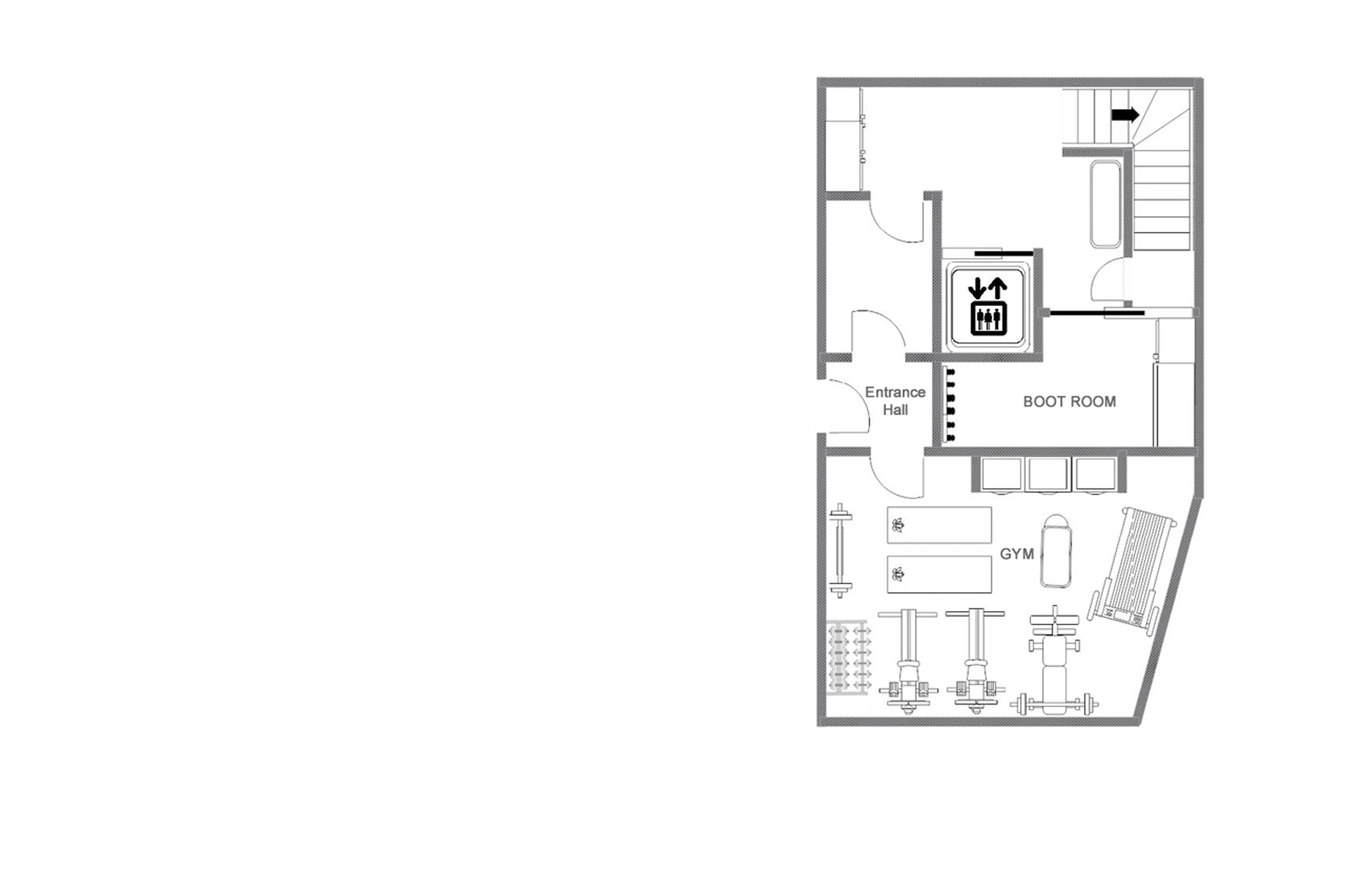 Level 0 floor plan of Chalet 1855 in Val d'Isere