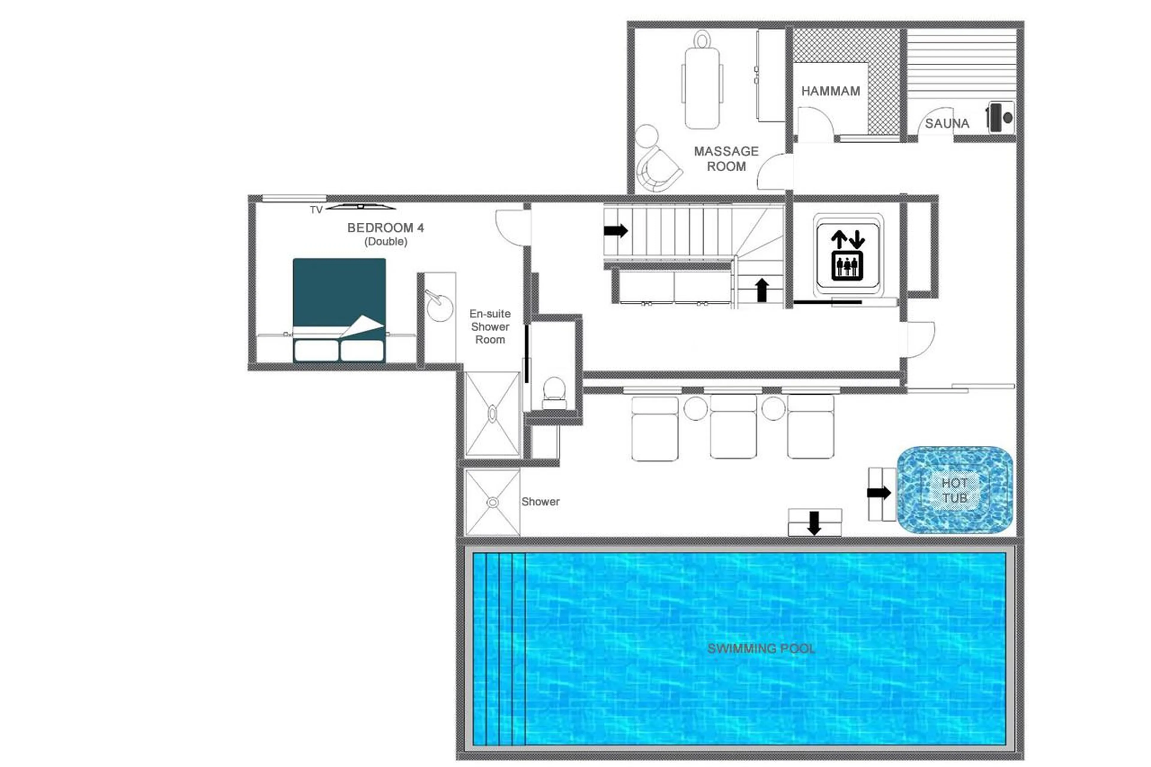 Level 2 floor plan of Chalet 1855 in Val d'Isere