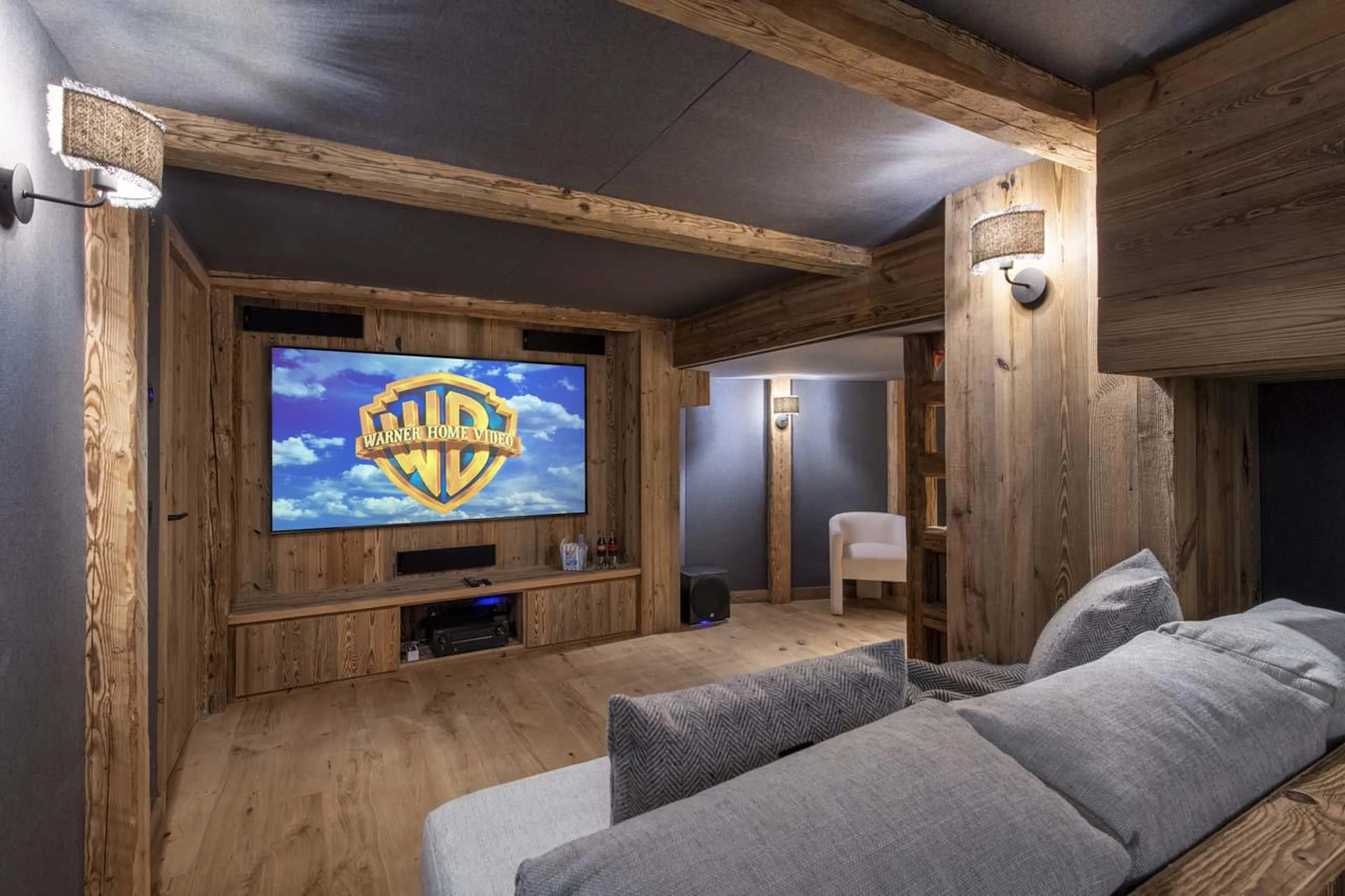 Spacious and immersive TV room at Chalet 1855 in Val d'Isere