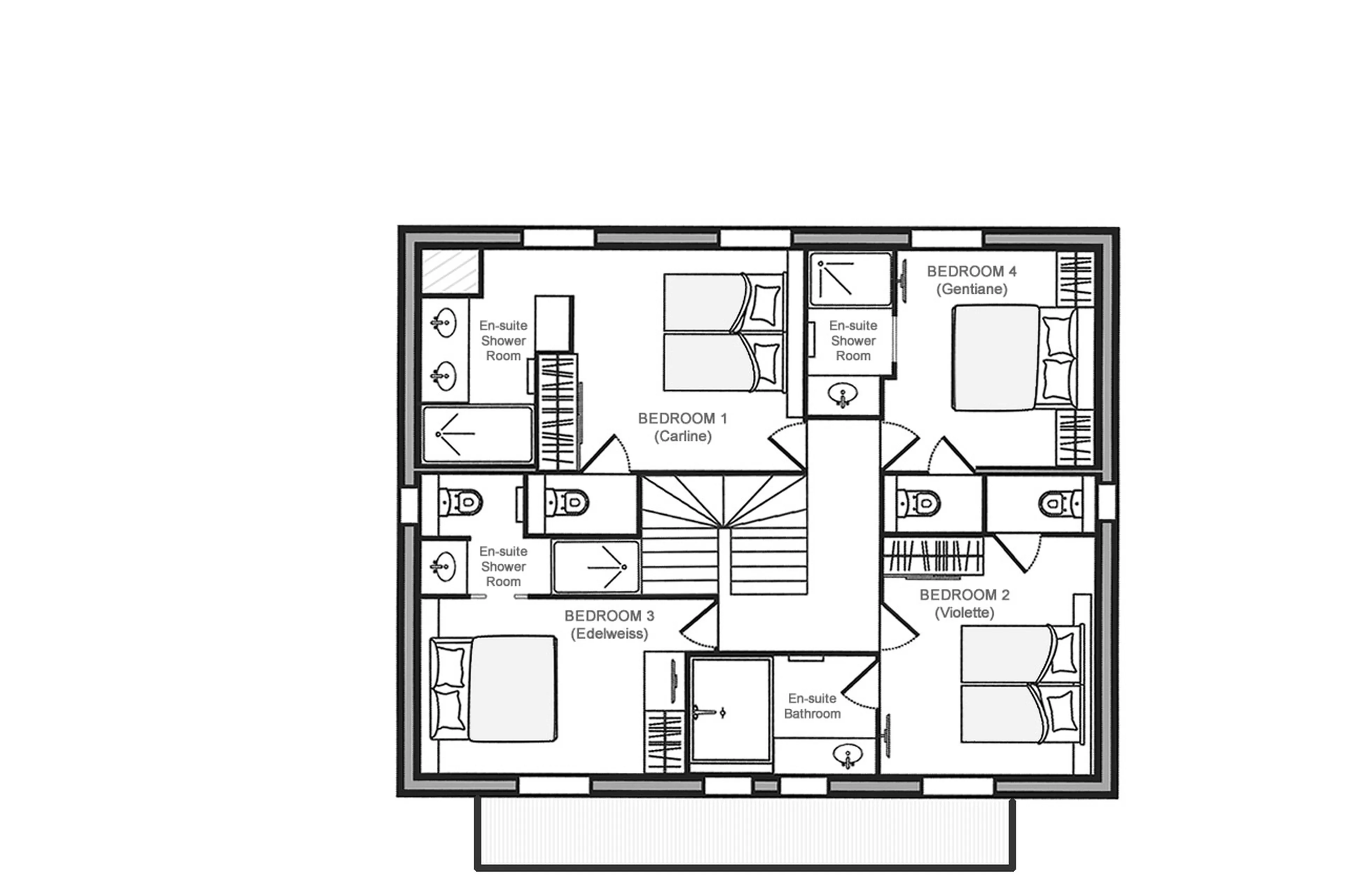 Level 1 floor plan of Chalet 1946 in Courchevel Le Praz