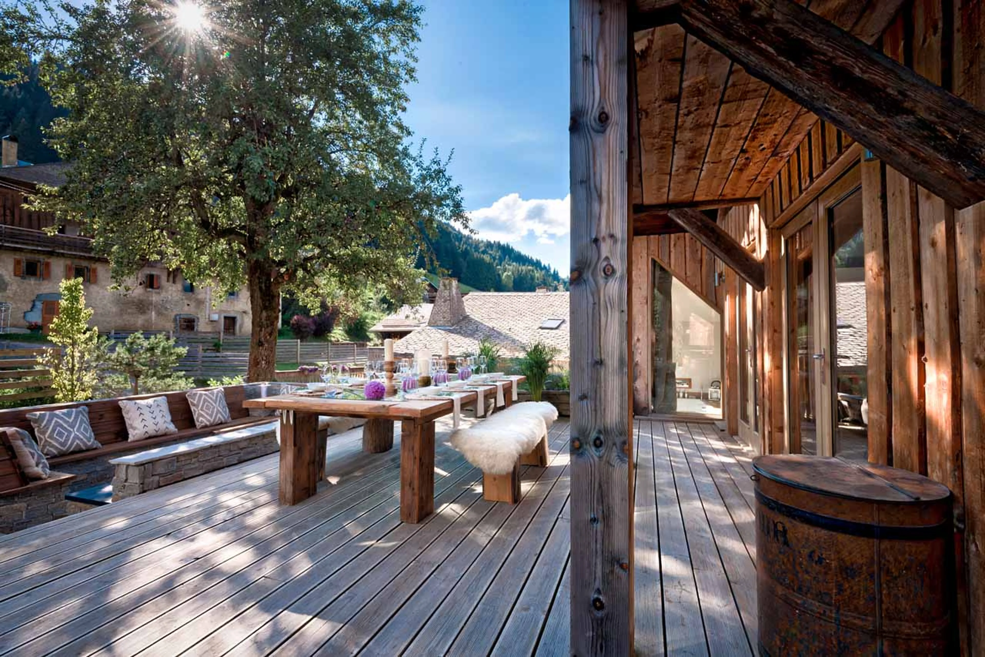 Al fresco dining in summer at Chalet 46˚ in Morzine