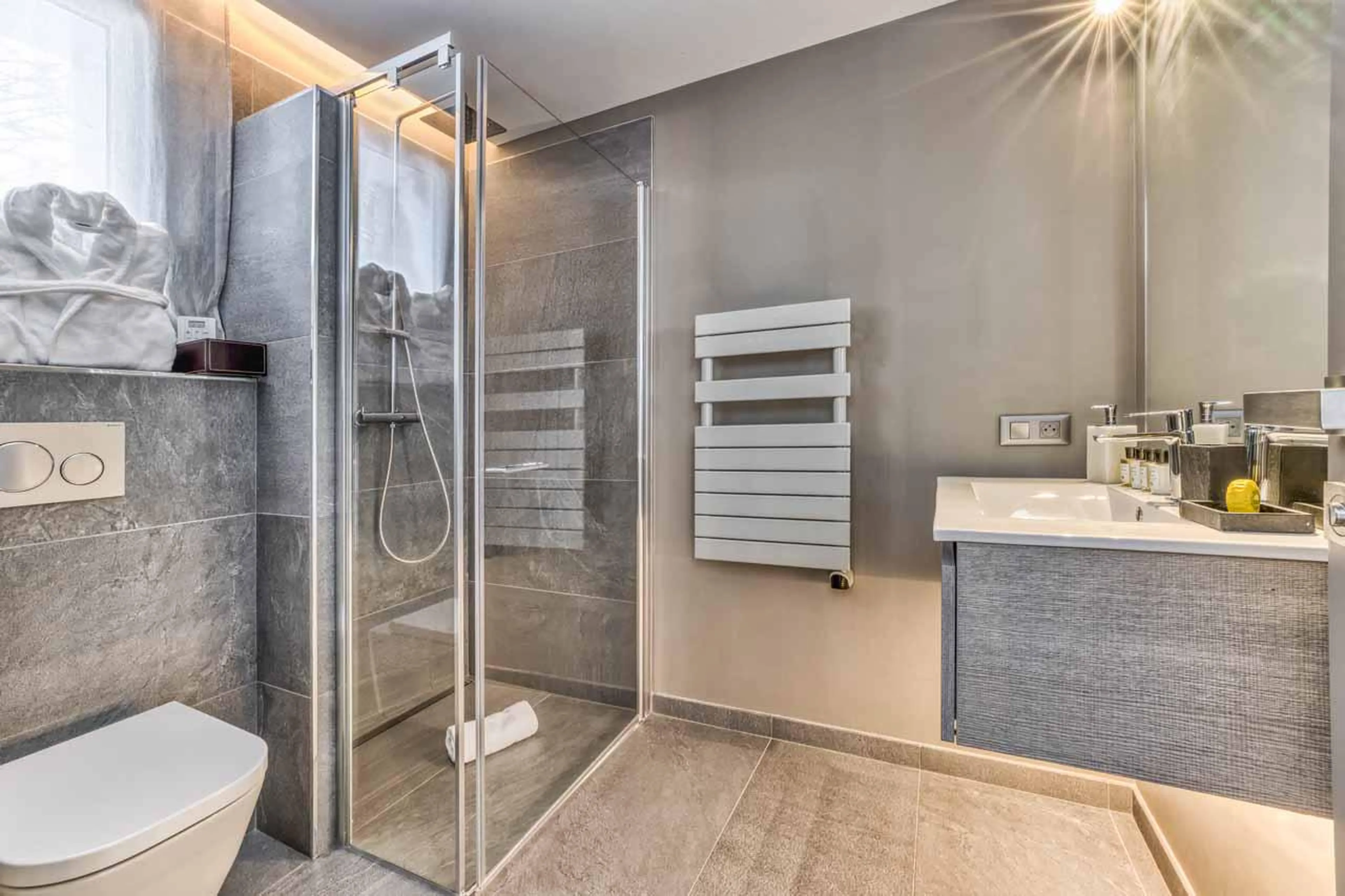 En-suite shower room at Chalet Acelia in Courchevel 1550