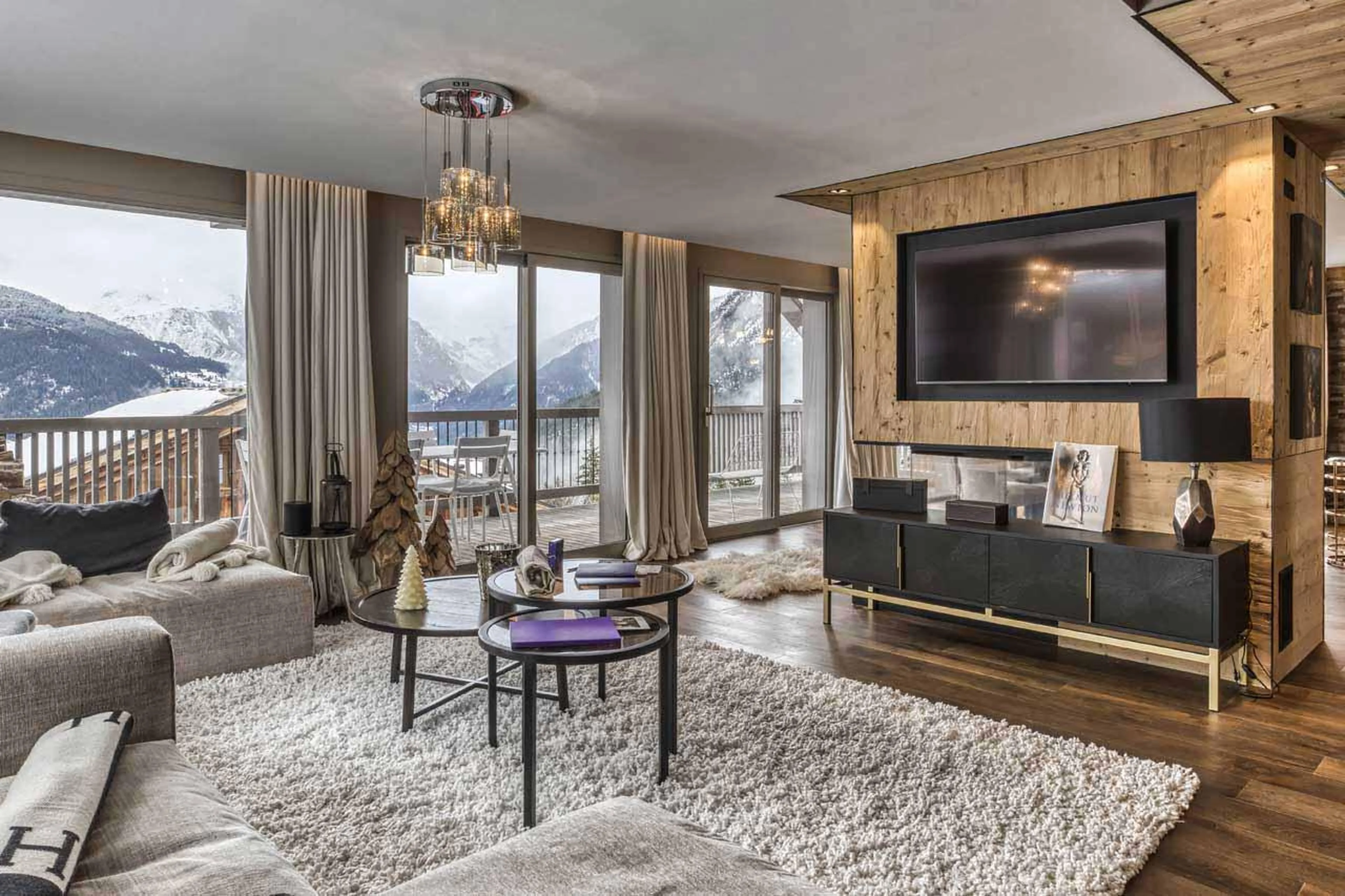 Wood-burning fireplace at Chalet Acelia in Courchevel 1550