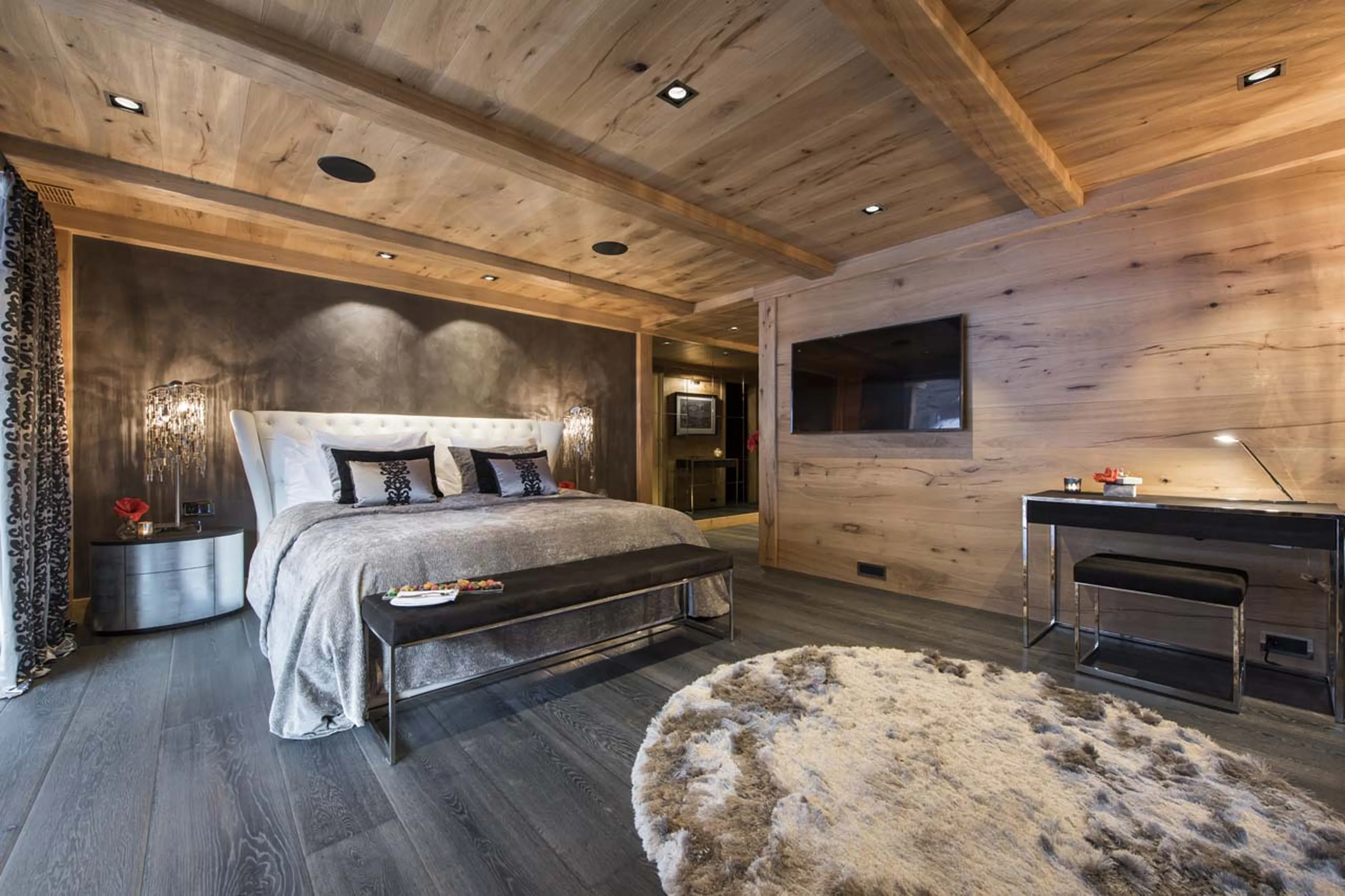 TV in master bedroom of Chalet Aconcagua in Zermatt
