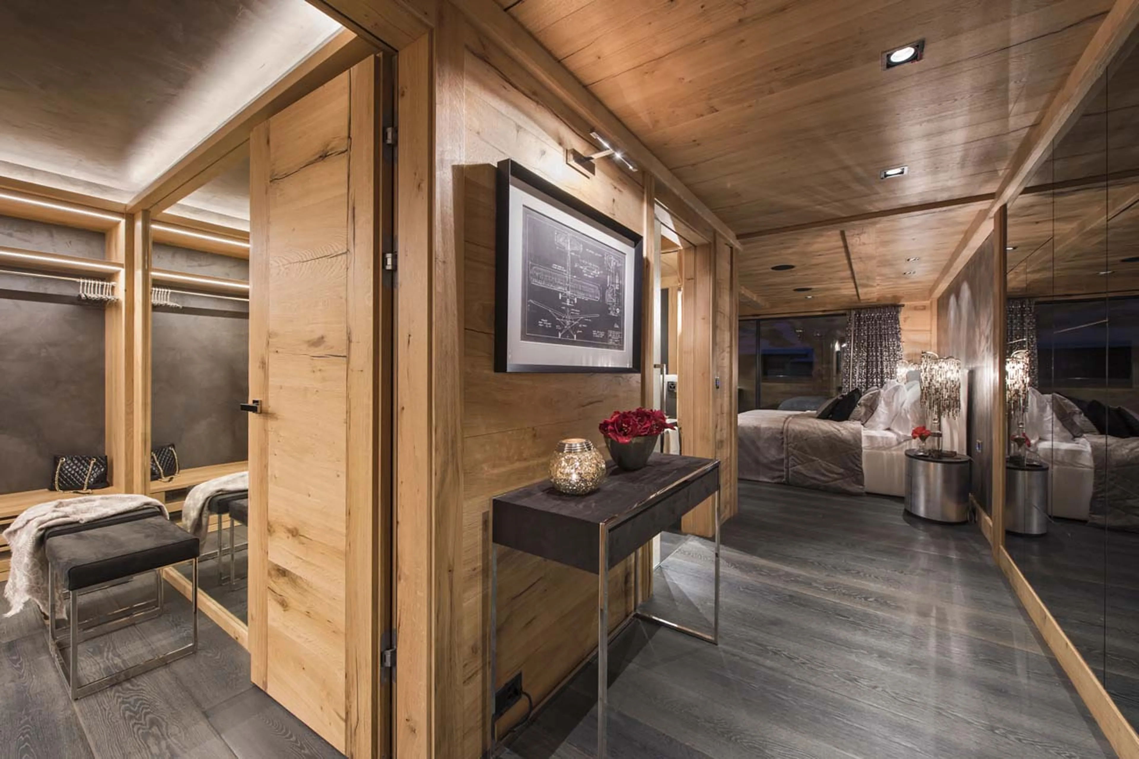 Entrance to dressing room in Chalet Aconcagua in Zermatt