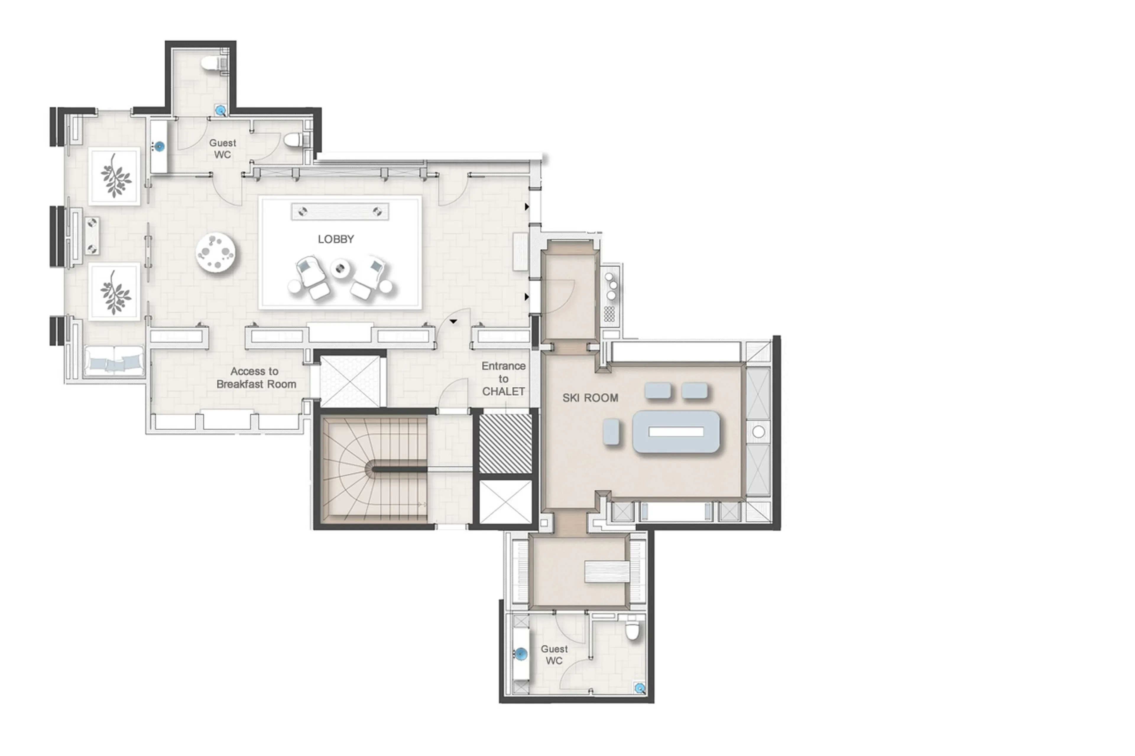 Level -1 floor plan of Chalet Airelles 1946 in Courchevel 1850