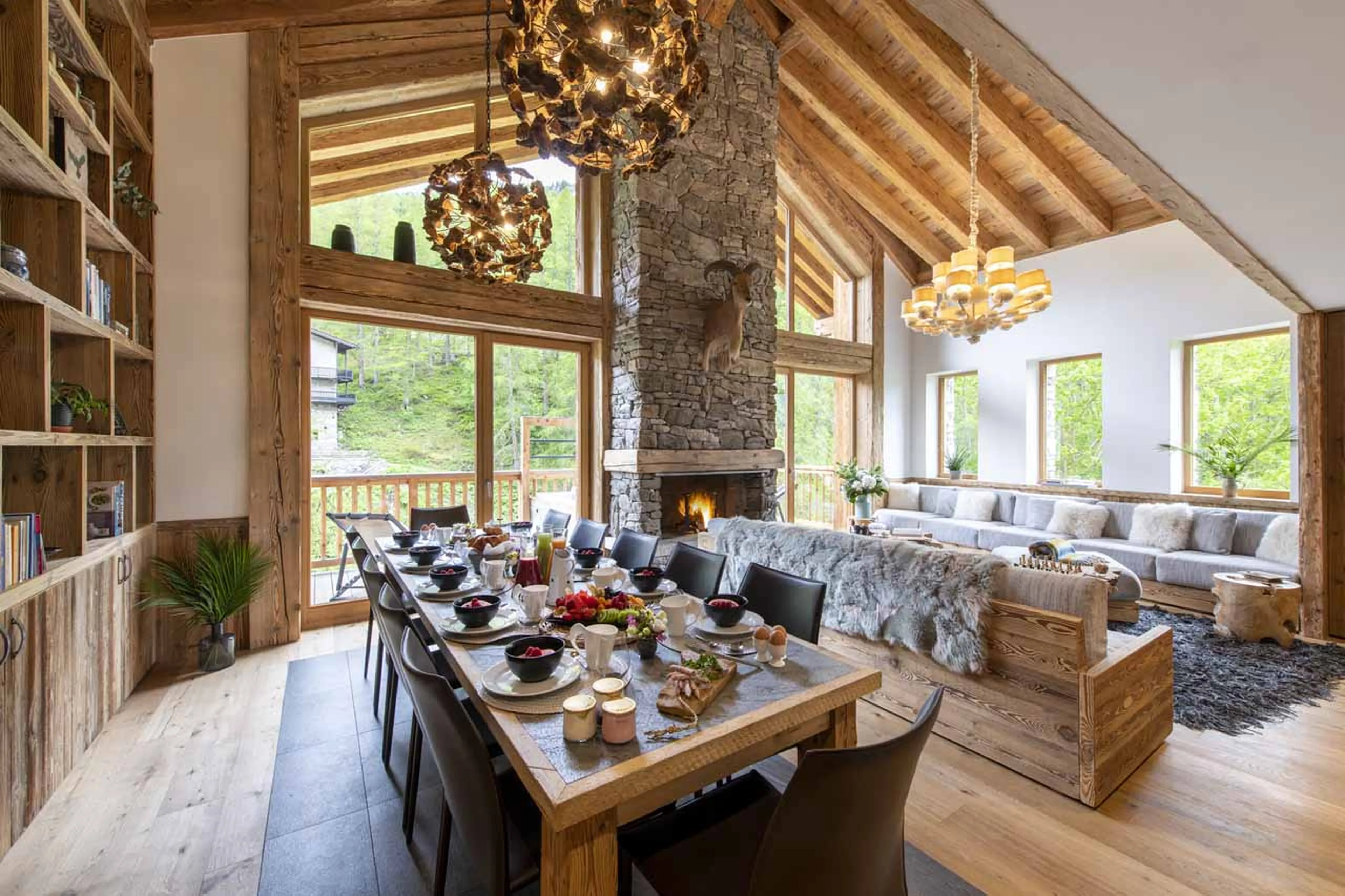 Access to terrace from living area of Chalet Akaroa in Val d'Isere